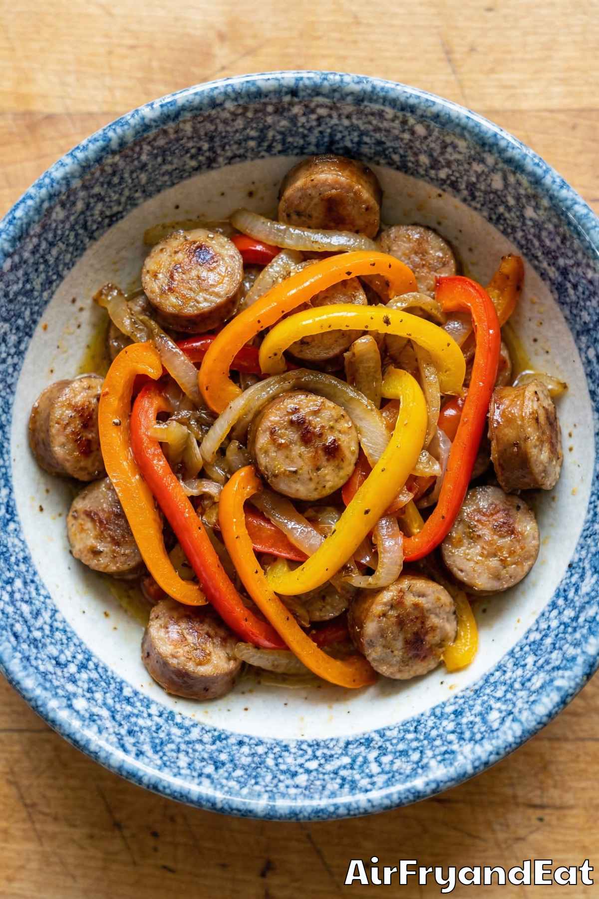 Juicy air fryer Italian sausage and peppers