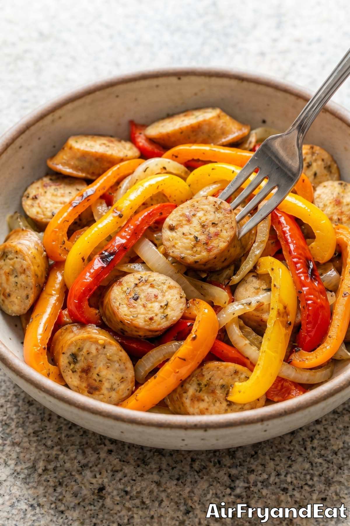 tender sausage and peppers in air fryer