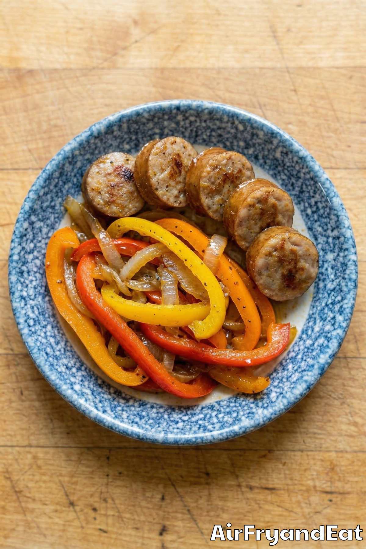 Tender air fryer Italian sausage and peppers