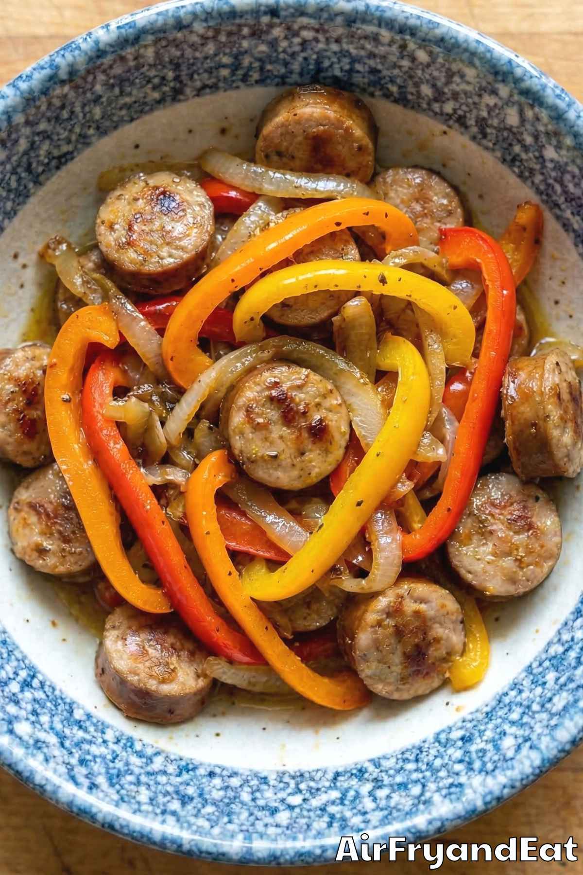 Classic air fryer Italian sausage with peppers