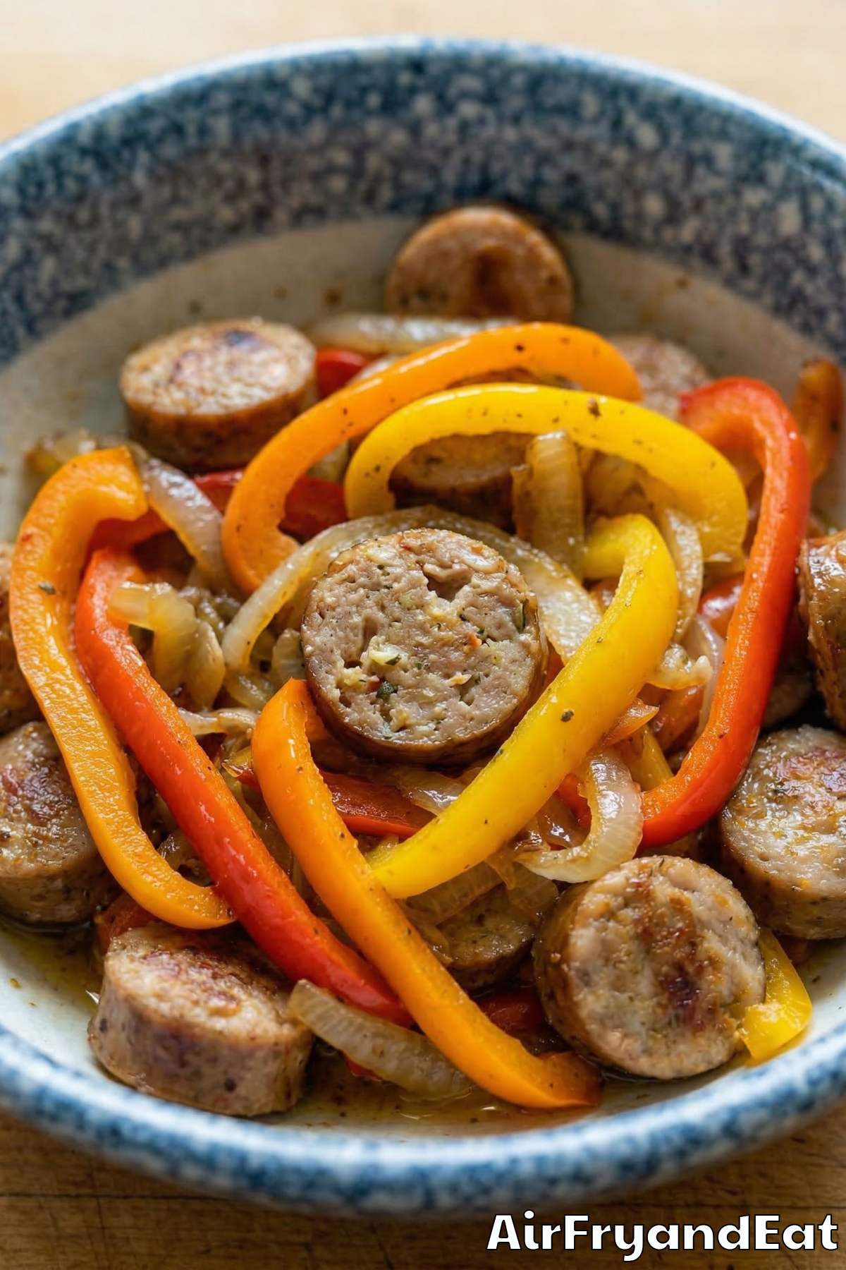 Easy air fryer Italian sausage and peppers