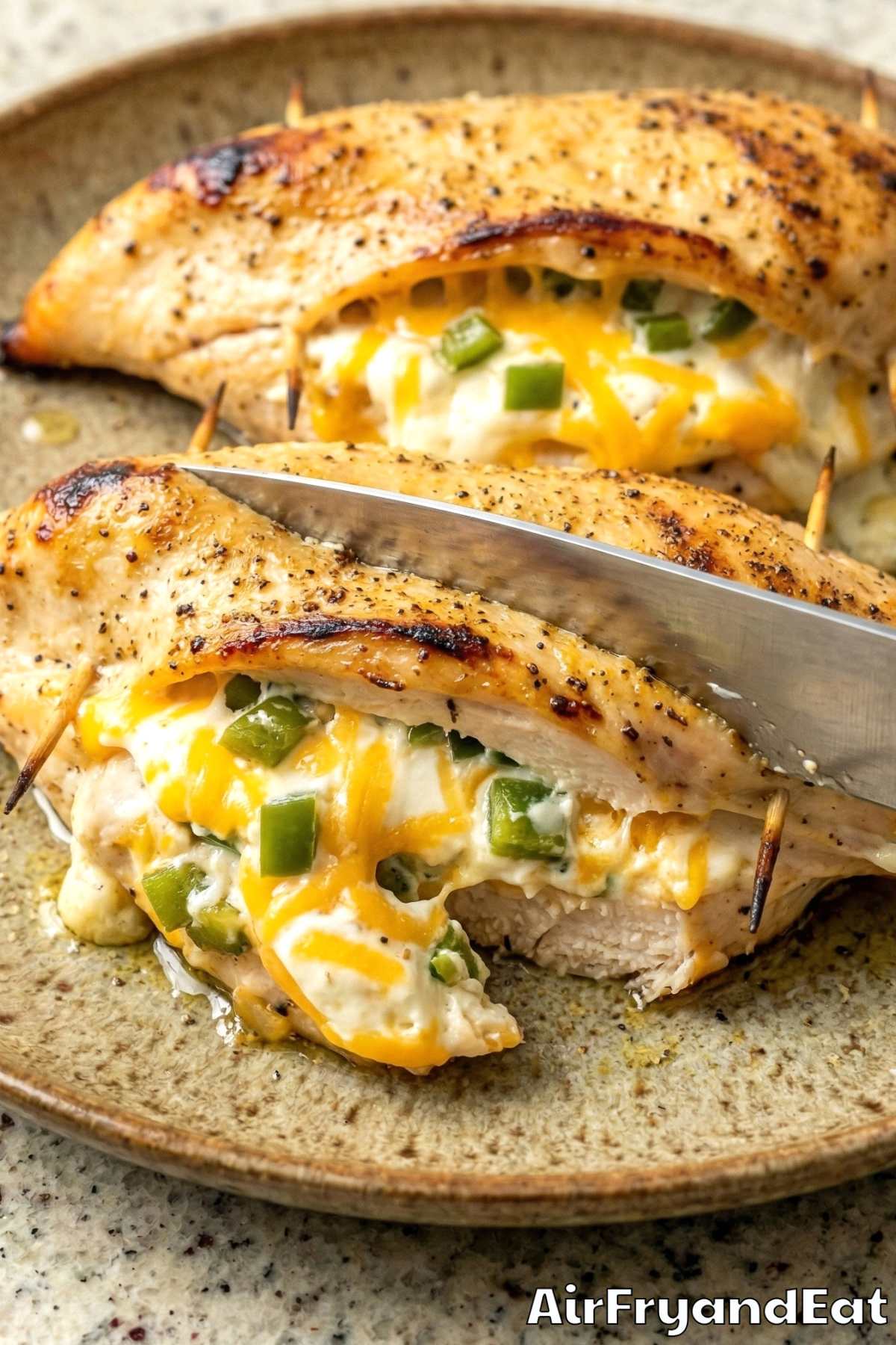 Creamy jalapeno popper stuffed chicken breast
