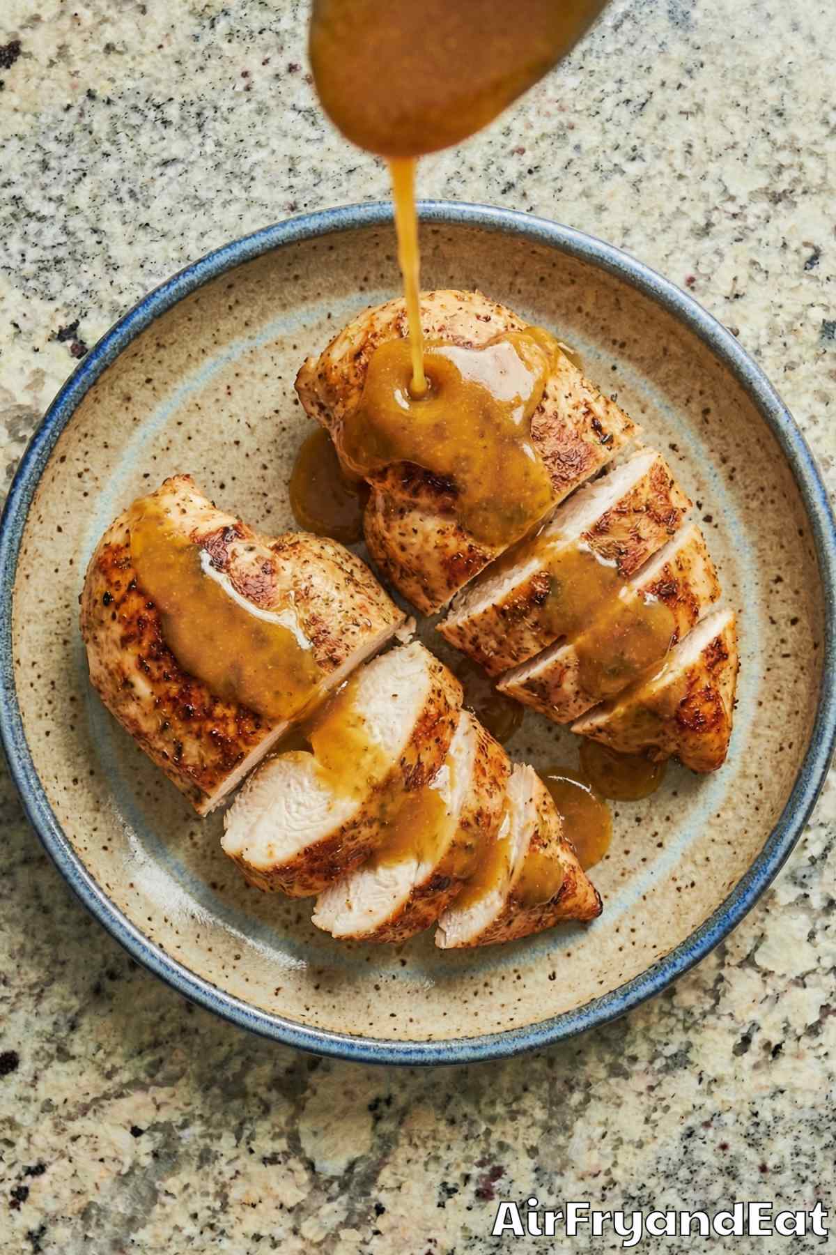 Easy air fryer juicy chicken breast plated