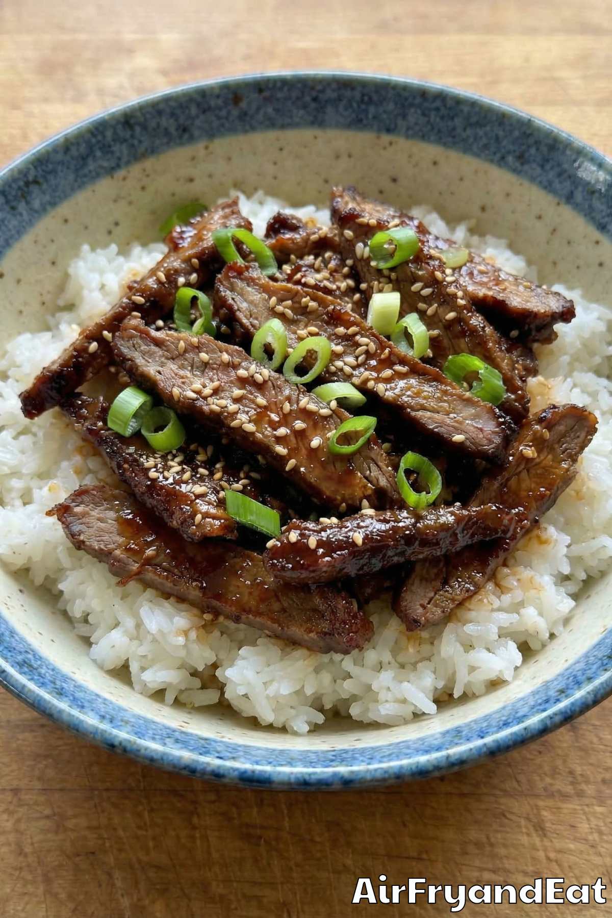 Easy air fryer Korean BBQ beef bowls