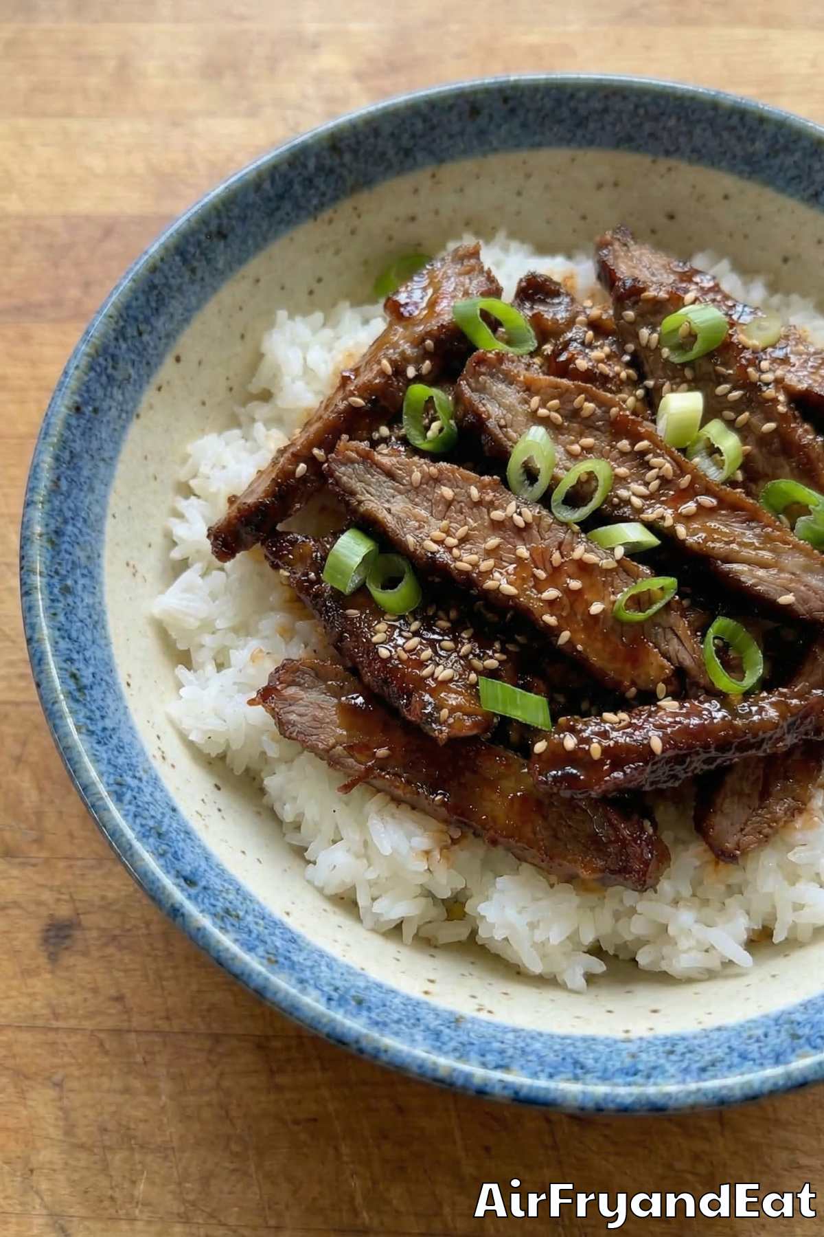 Juicy air fryer Korean BBQ beef bowls