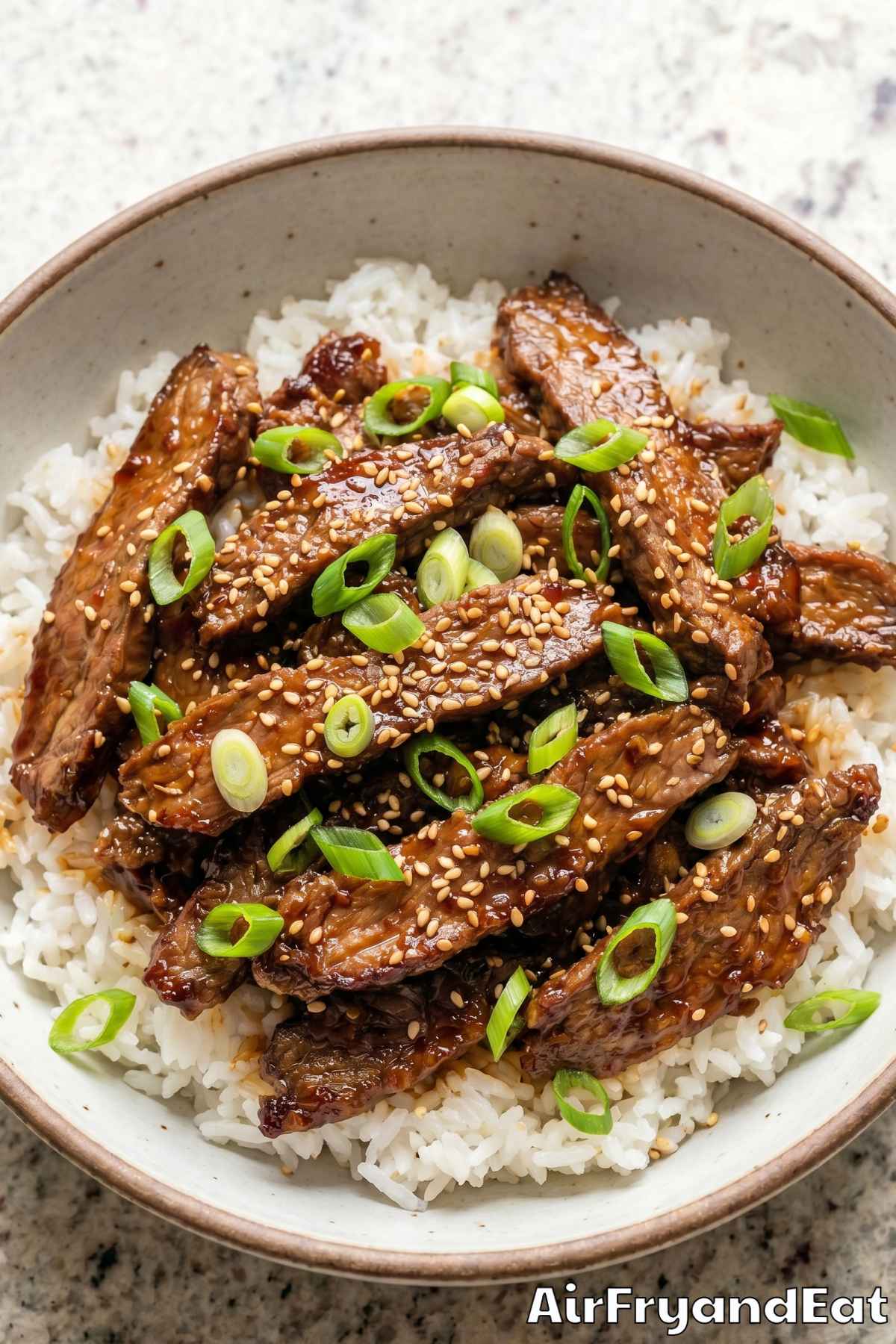 tender korean bbq beef over rice