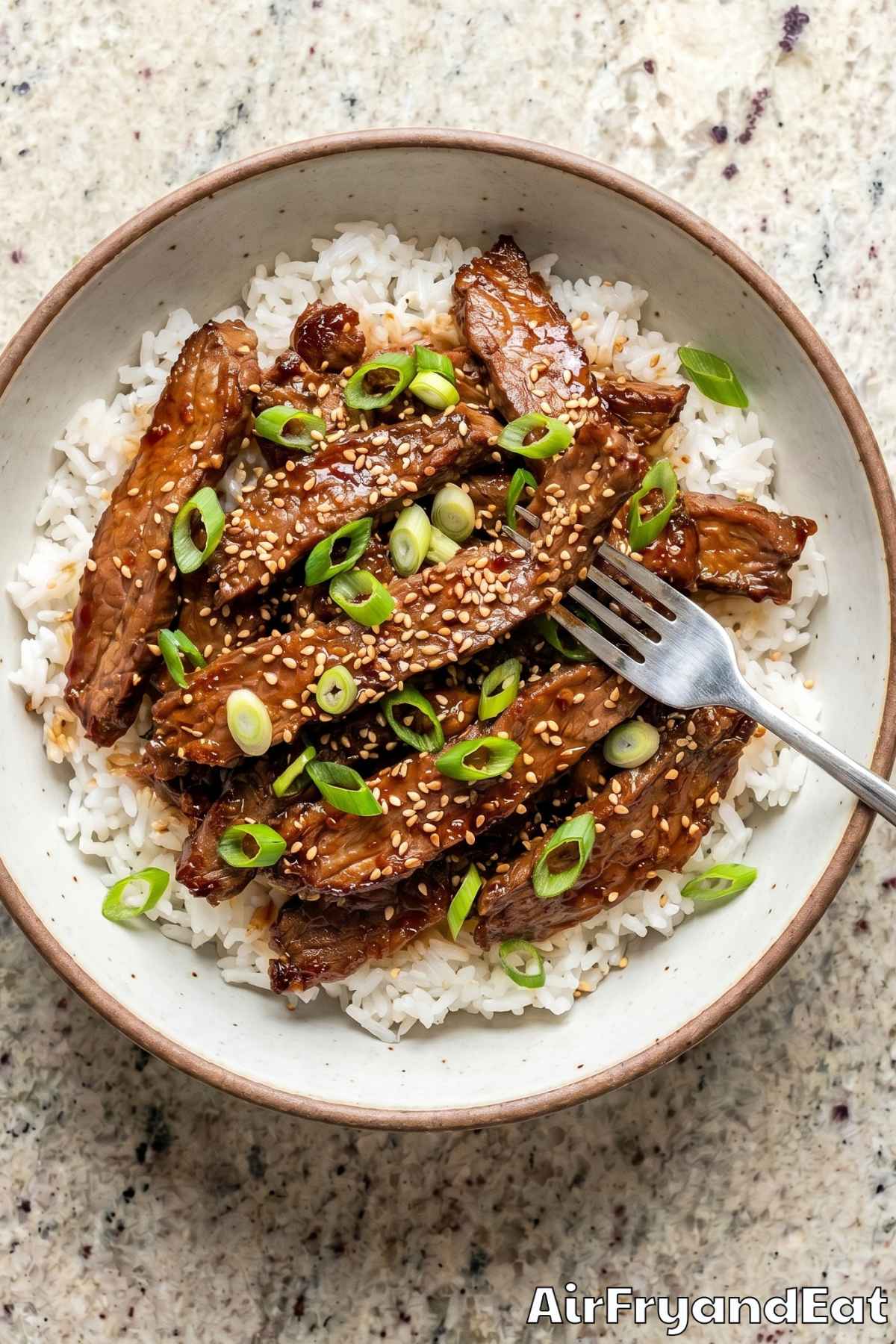 easy air fryer korean beef bowl