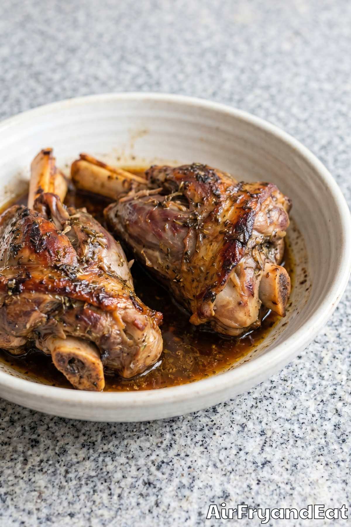 rich and tender air fryer lamb shanks