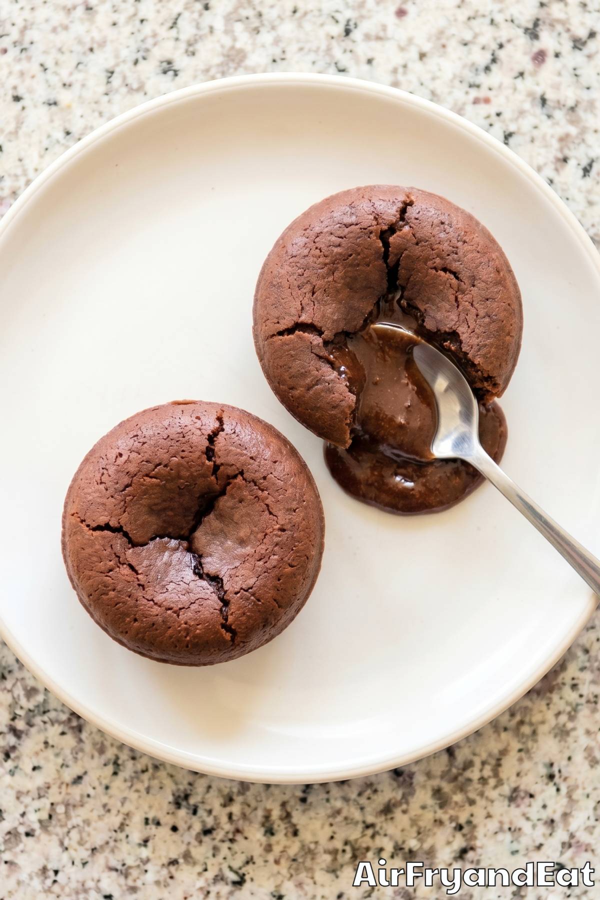 Irresistible air fryer lava cake close-up