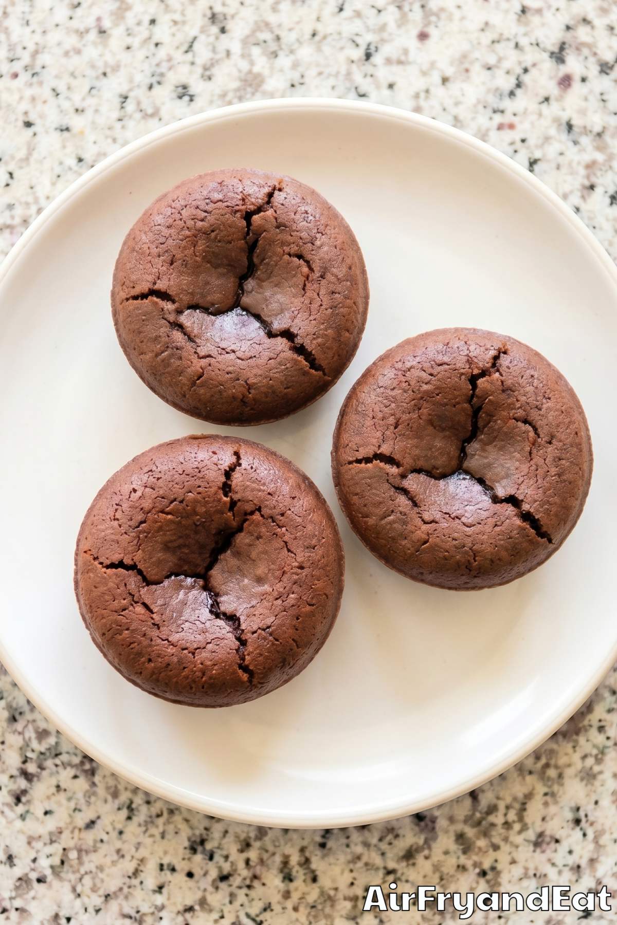 Indulgent air fryer lava cake dusted sugar