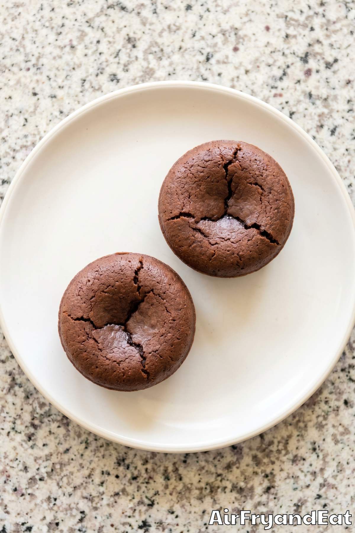Rich air fryer lava cake on a plate