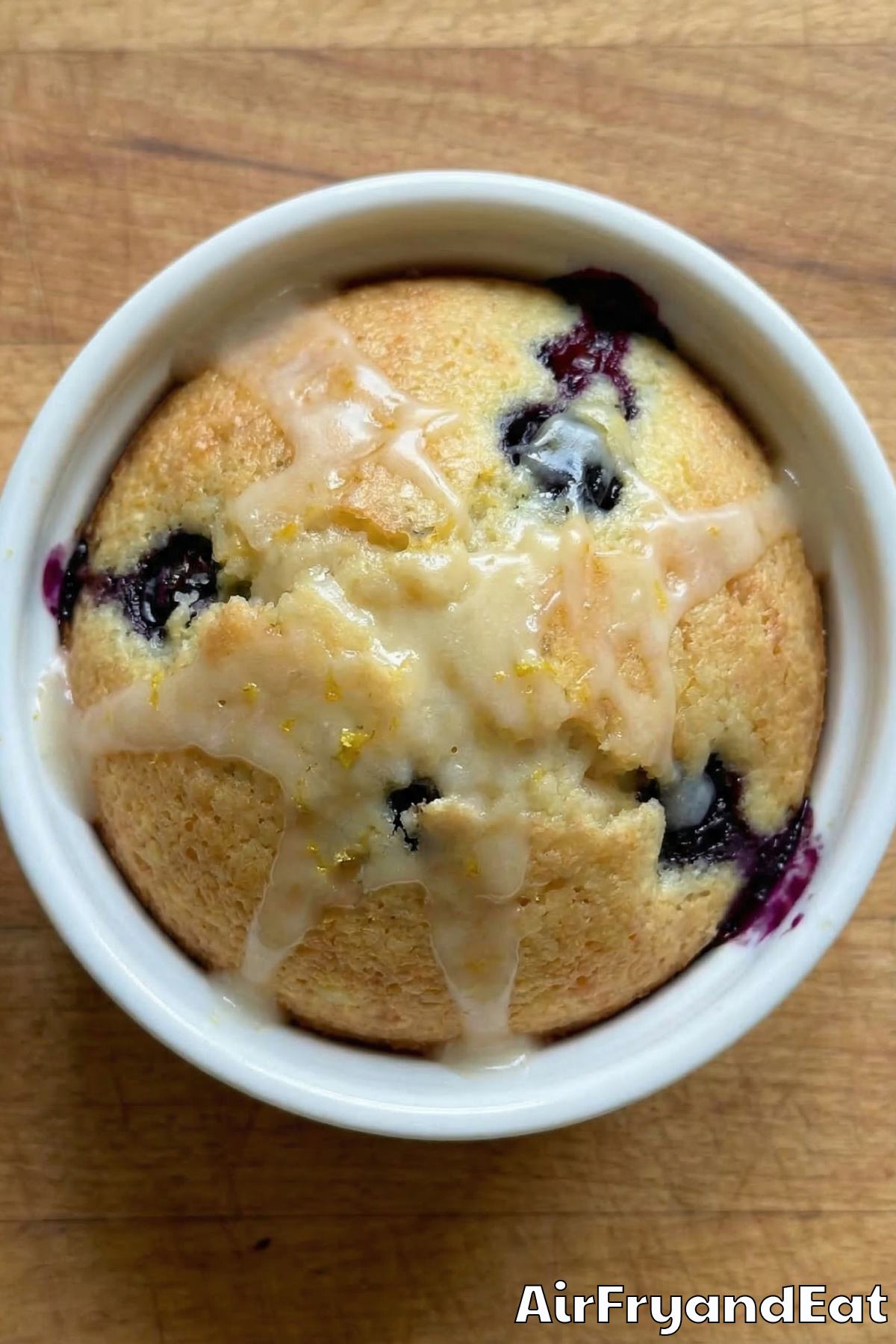 Fluffy air fryer lemon blueberry mini cakes