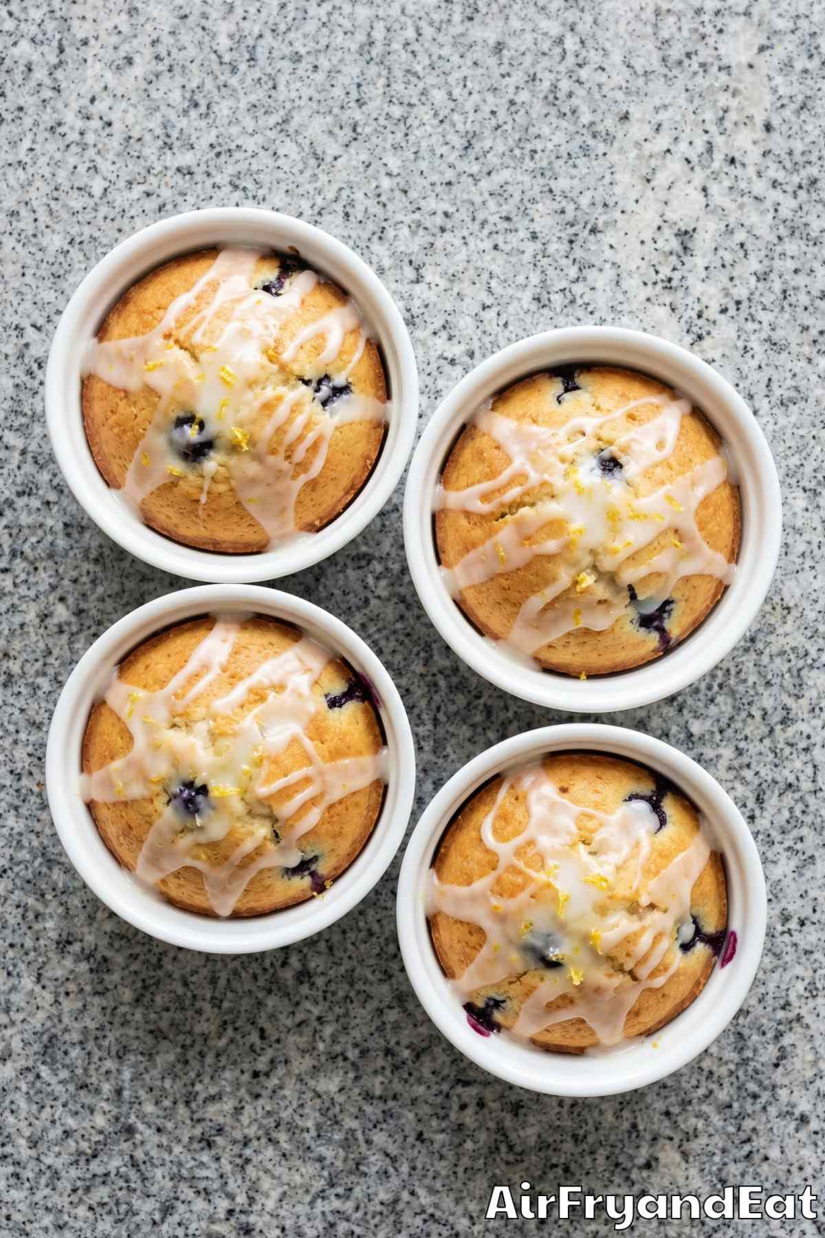 light lemon blueberry air fryer cakes