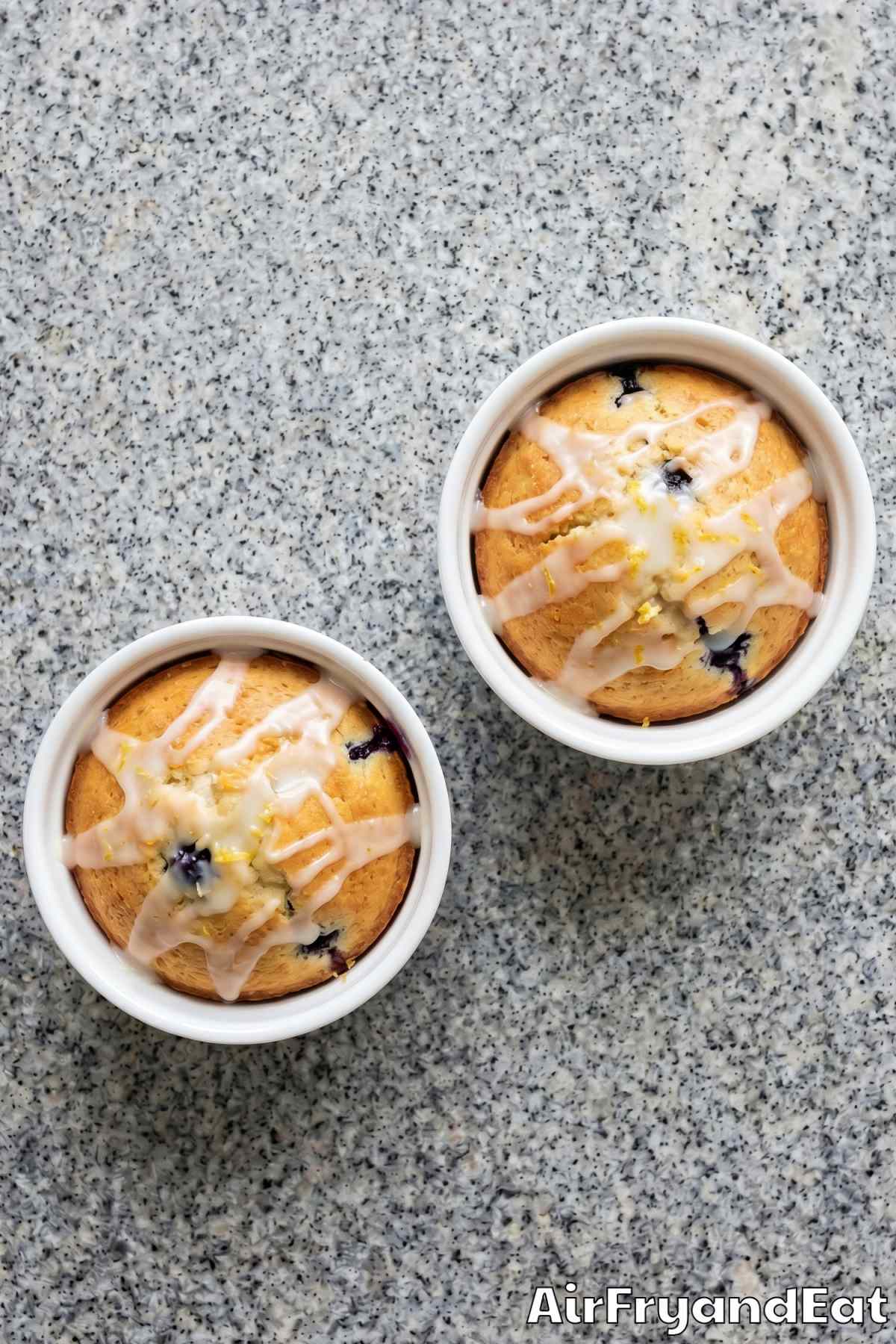 air fryer lemon blueberry cakes