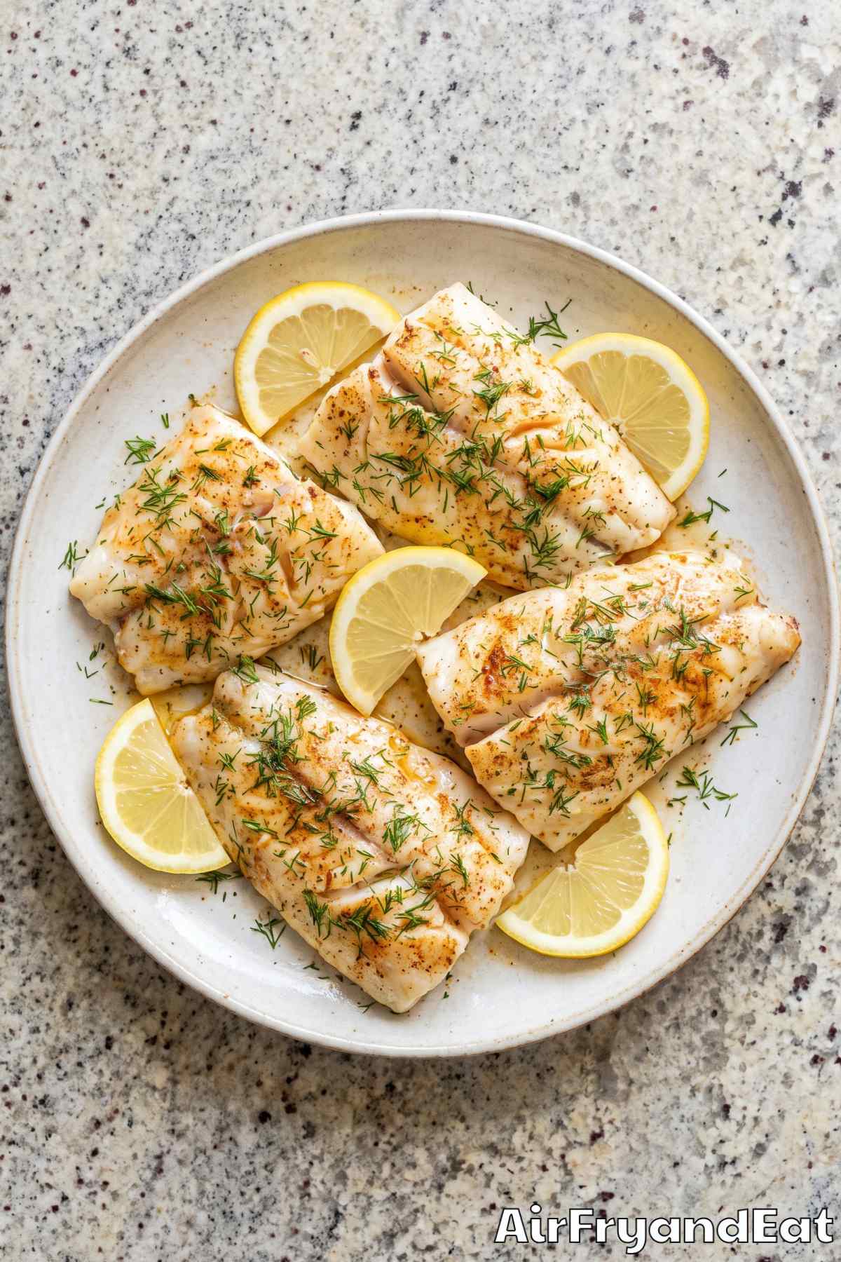 Golden air fryer cod with lemon butter