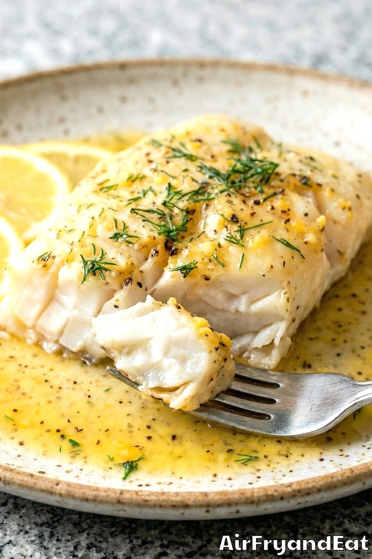 Succulent air fryer lemon butter cod piece