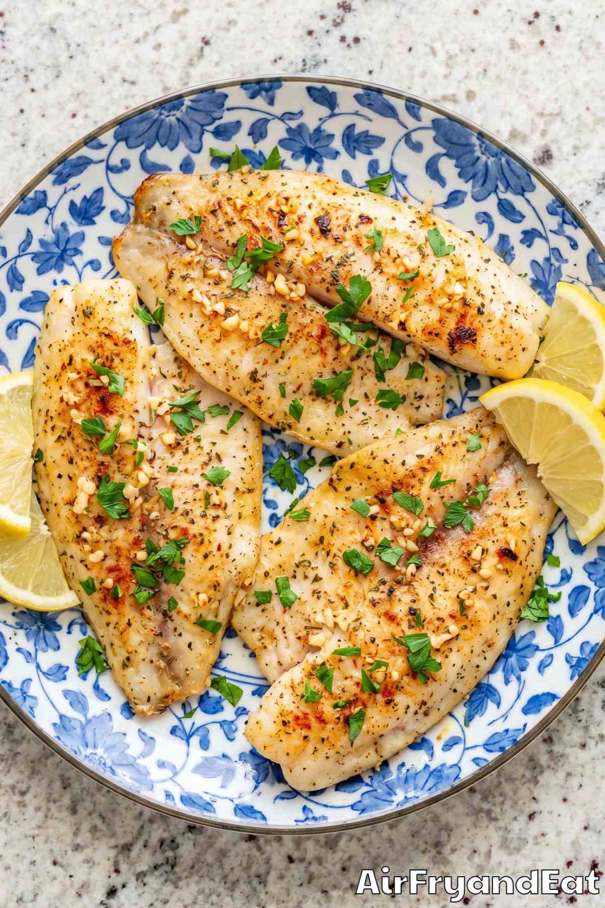 Crispy air fryer lemon garlic tilapia