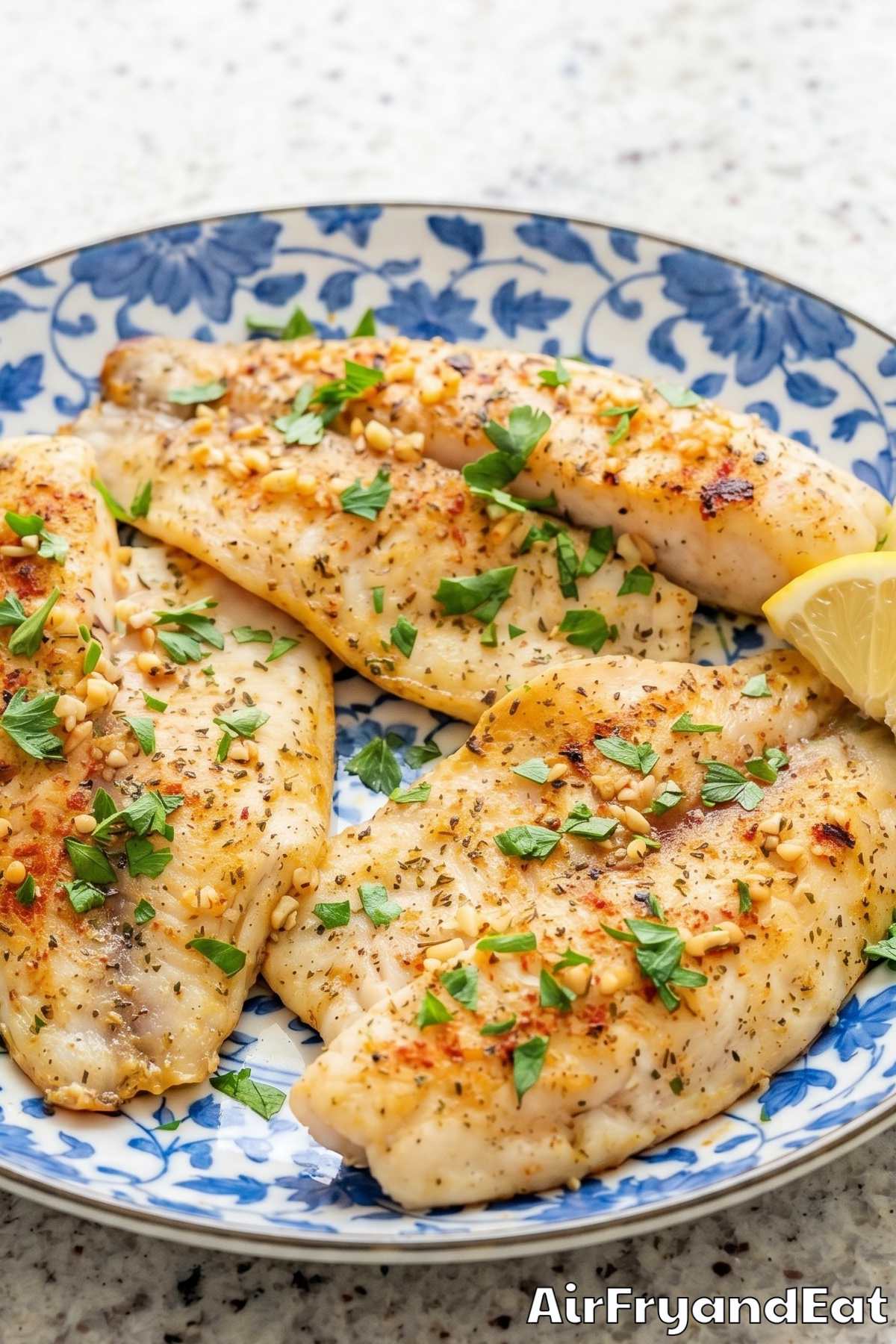 Tender air fryer lemon garlic tilapia