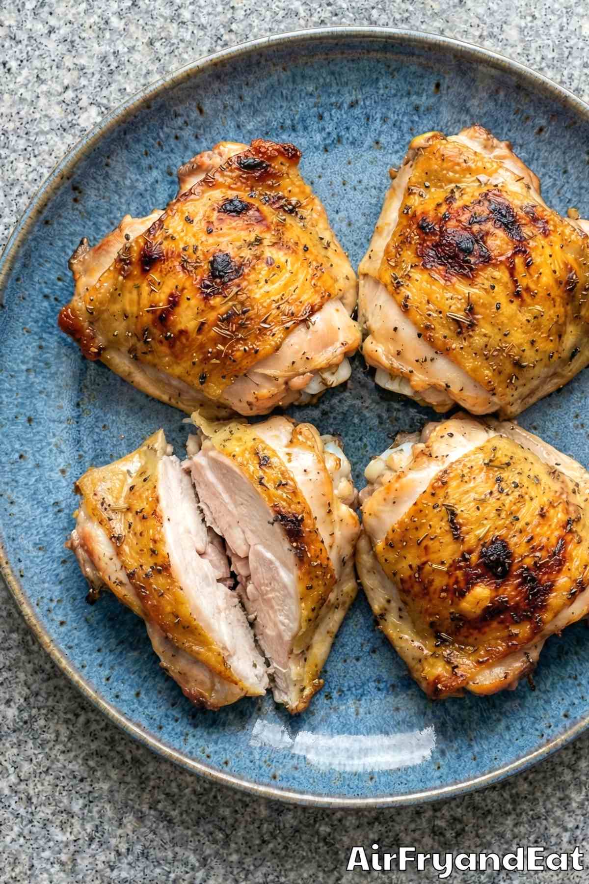 Aromatic lemon herb air fryer chicken thighs