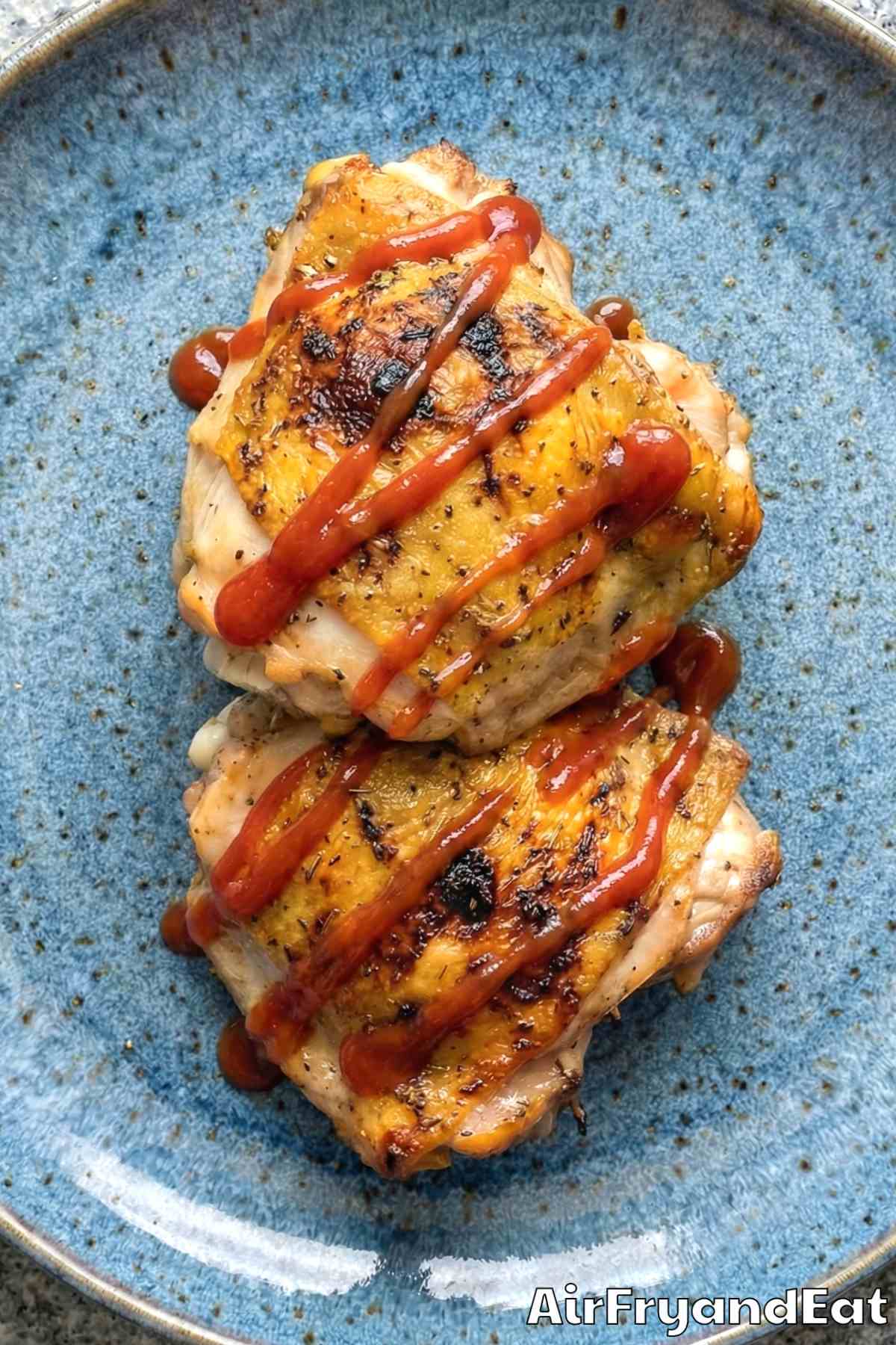 Hearty air fryer lemon herb chicken thighs