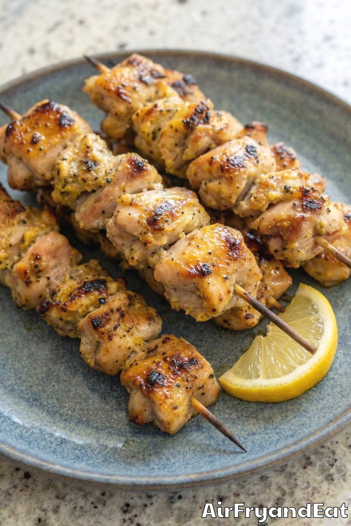 Easy air fryer lemon pepper chicken skewers