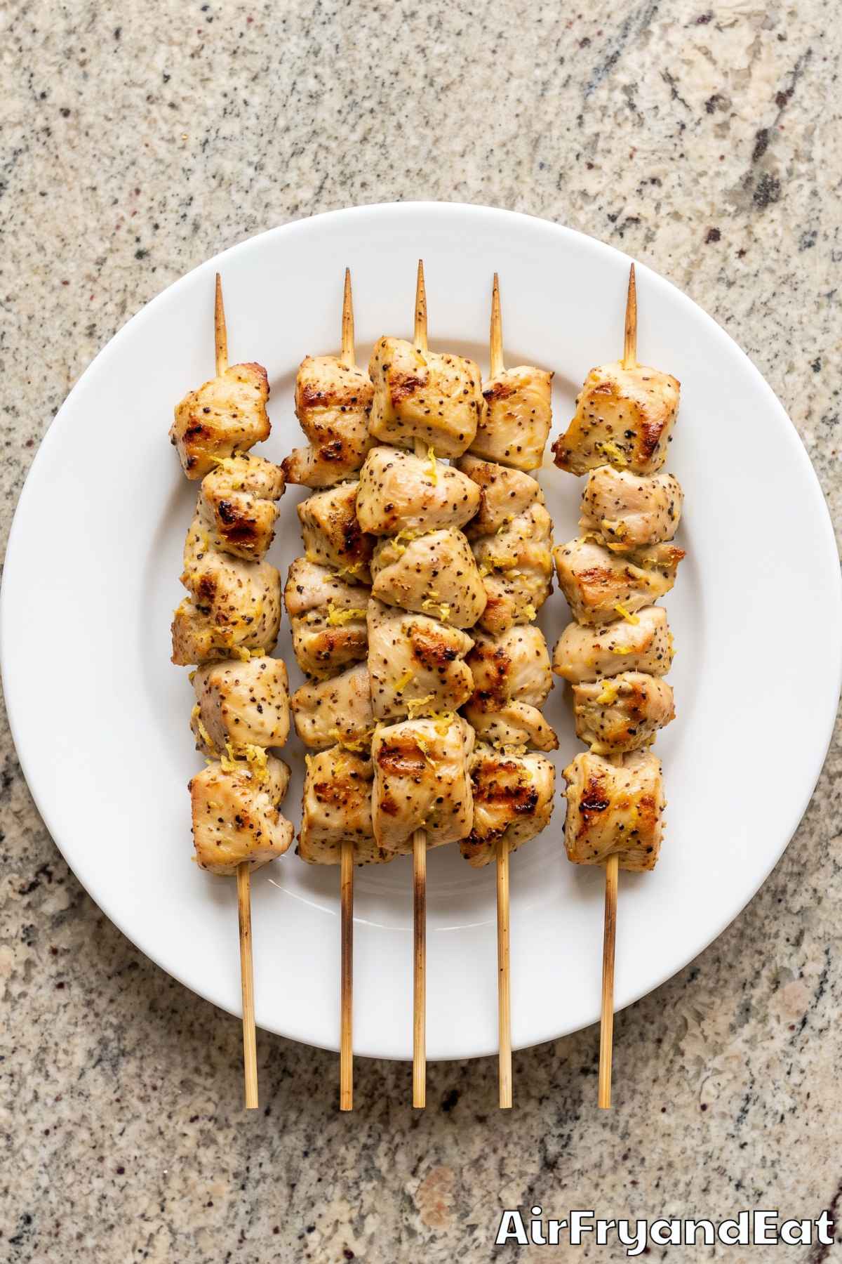 Air fryer lemon pepper chicken skewers