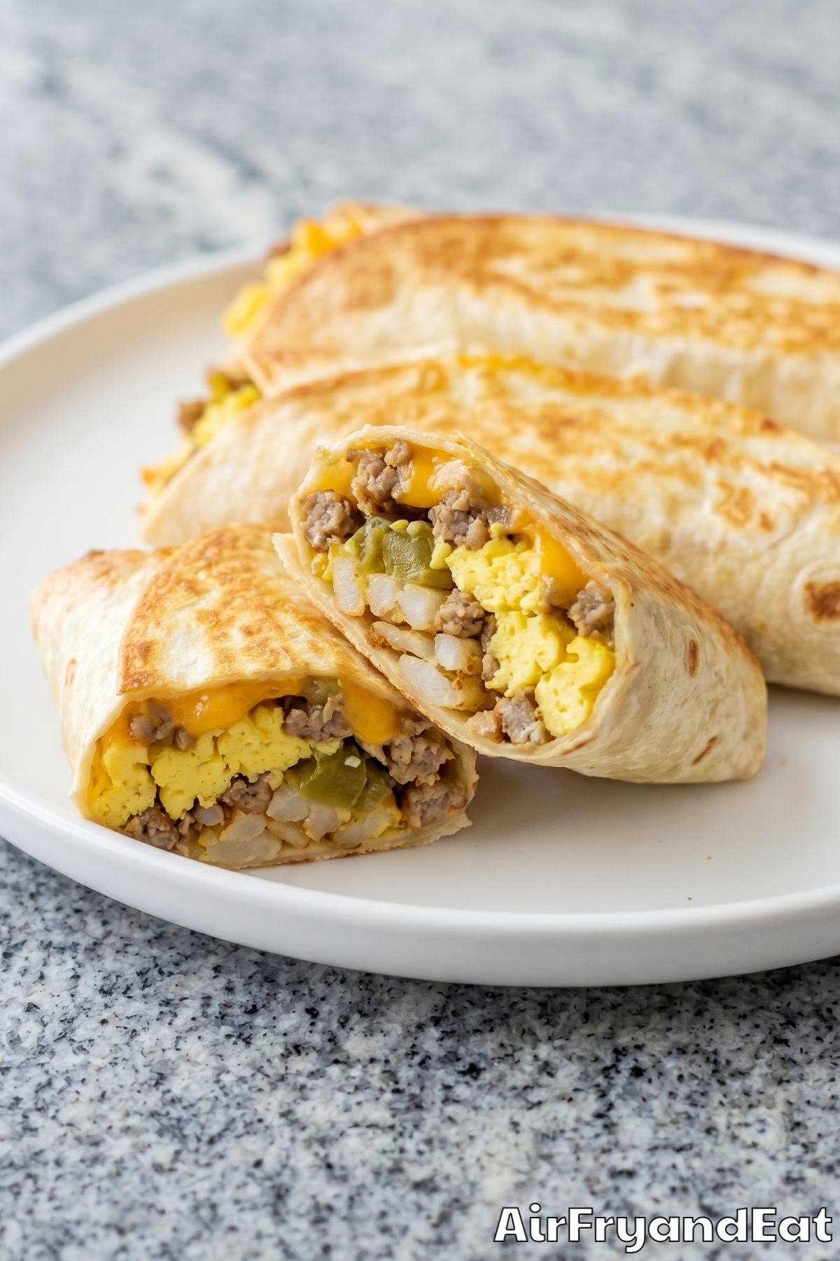 warm crispy air fryer breakfast burritos