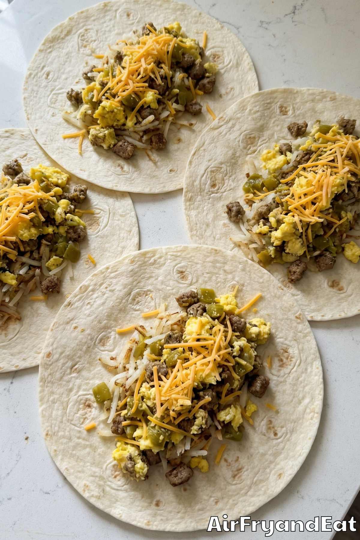 Air Fryer Loaded Breakfast Burritos Step 2