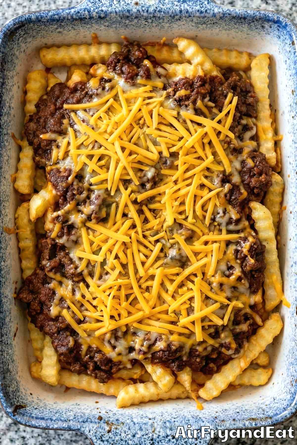 Air Fryer Loaded Chili Cheese Fries Step 3