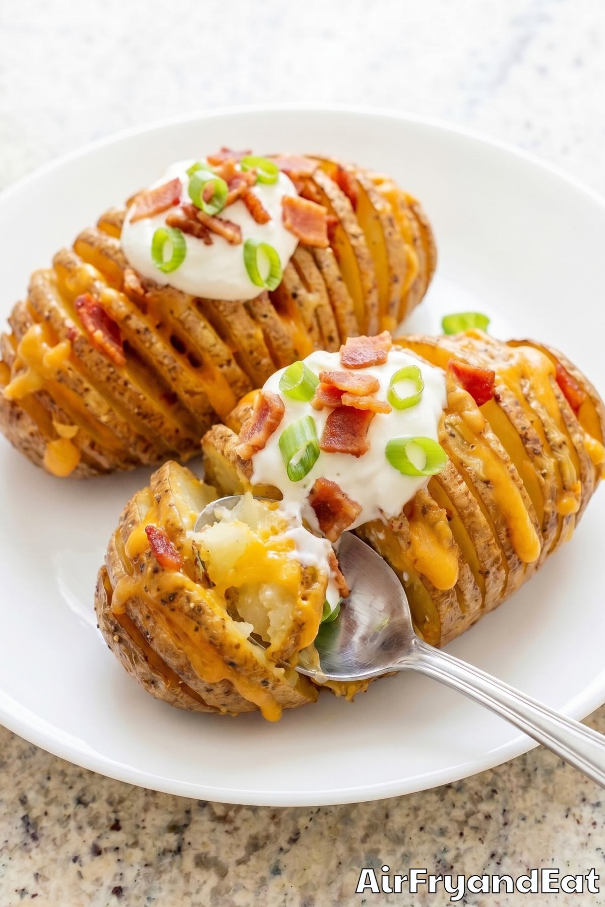 easy air fryer hasselback potatoes loaded