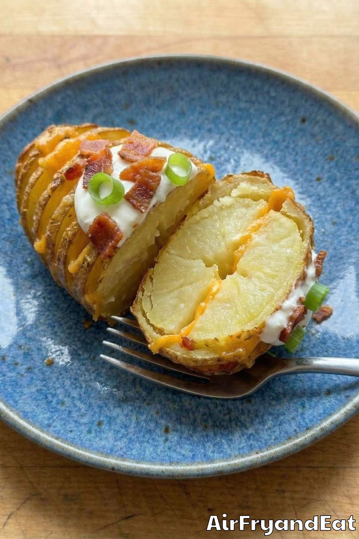 Savory air fryer loaded hasselback potatoes