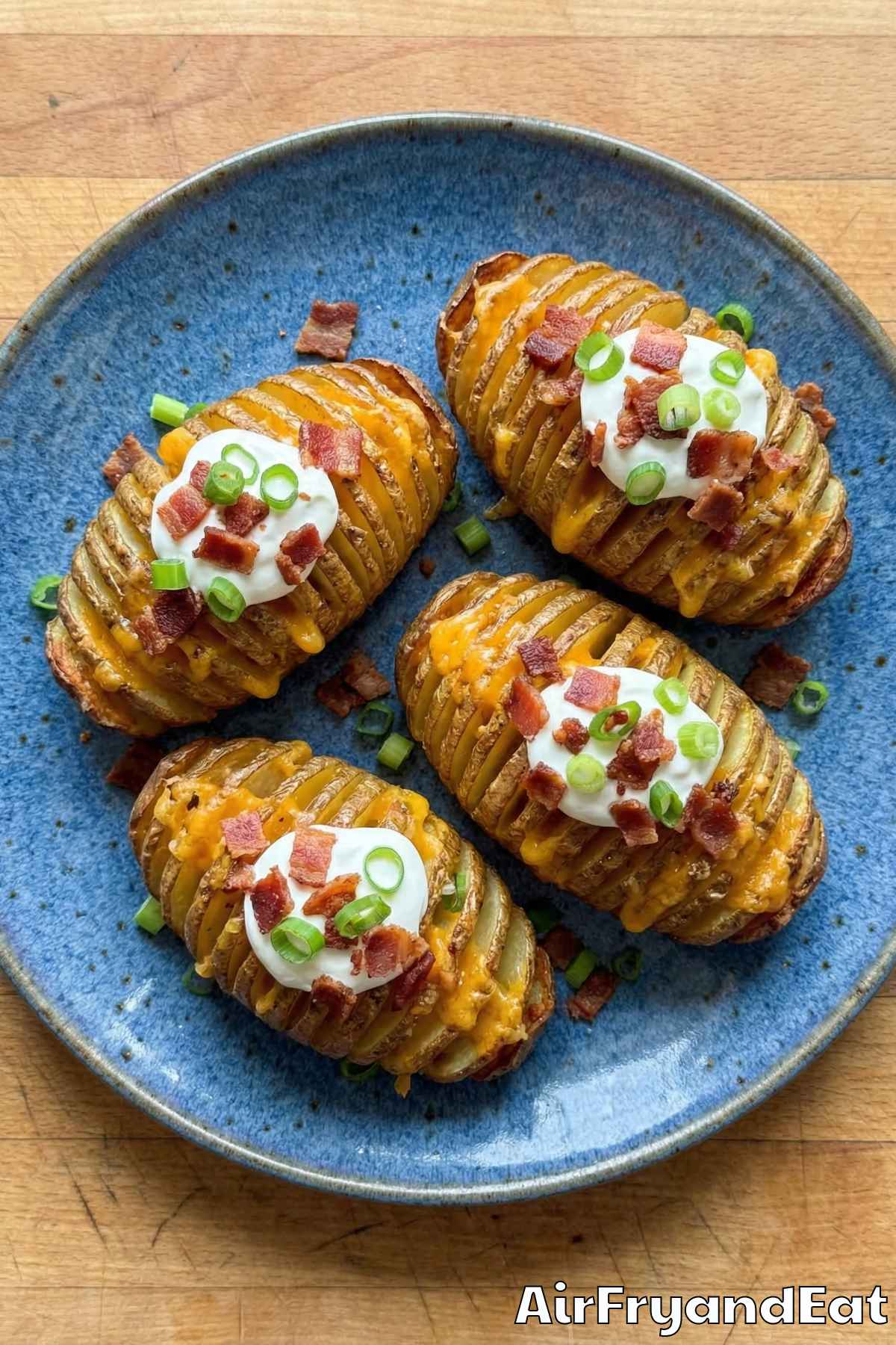 Hearty air fryer loaded hasselback potatoes