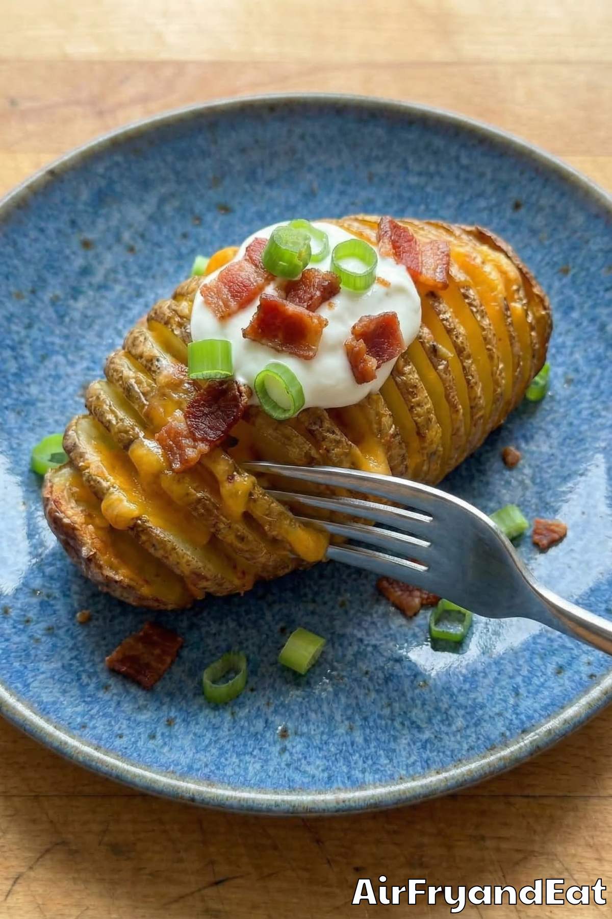 Comforting air fryer loaded hasselback potato