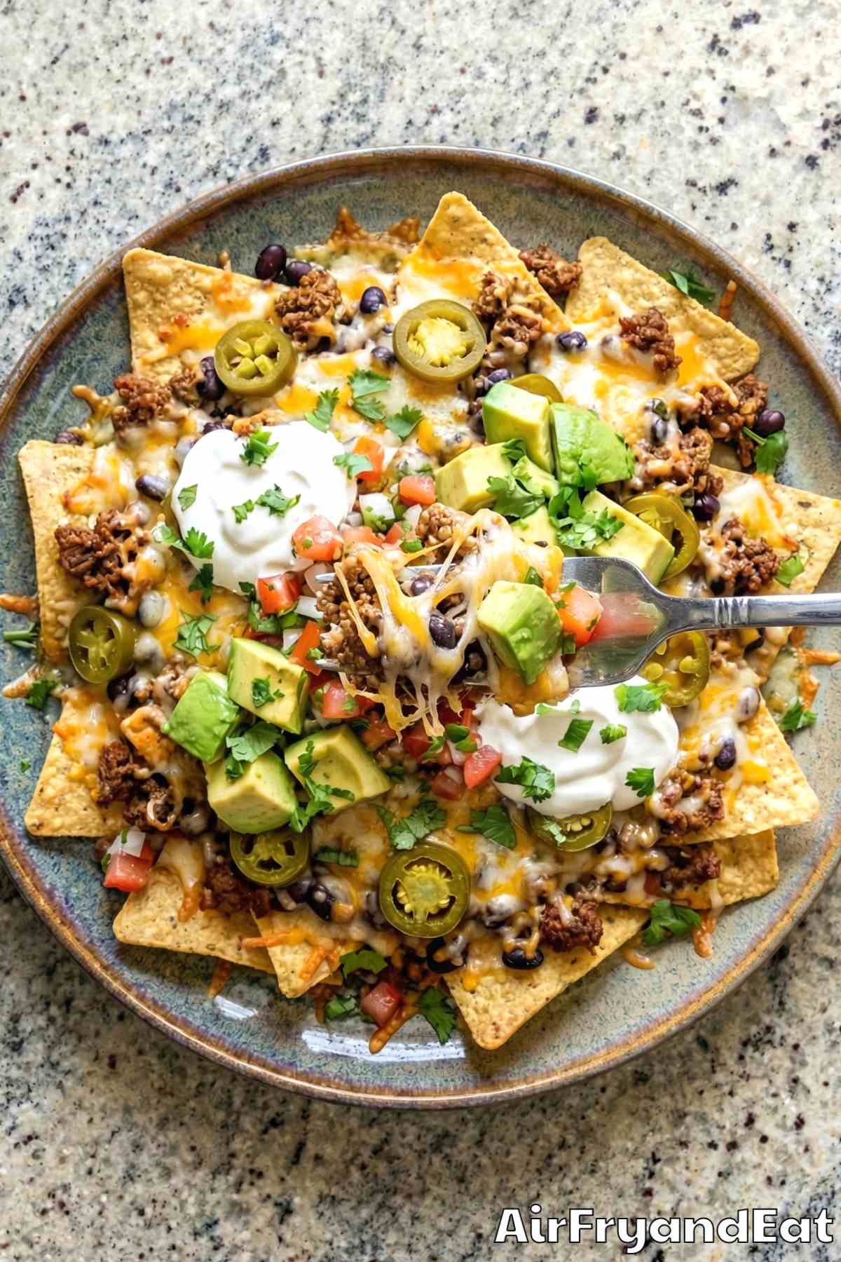 Irresistible air fryer loaded nachos platter