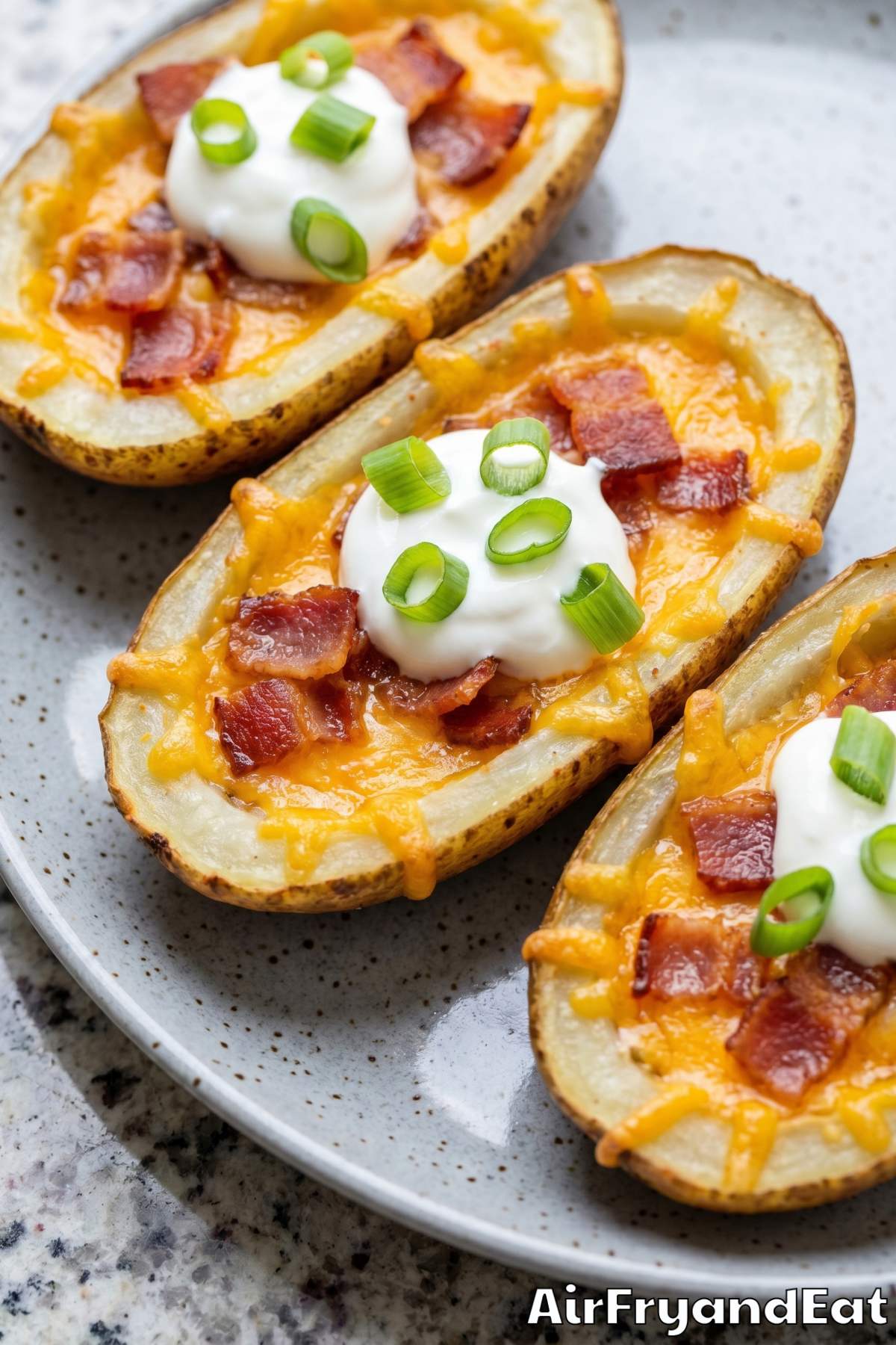 perfect air fryer potato skins with bacon