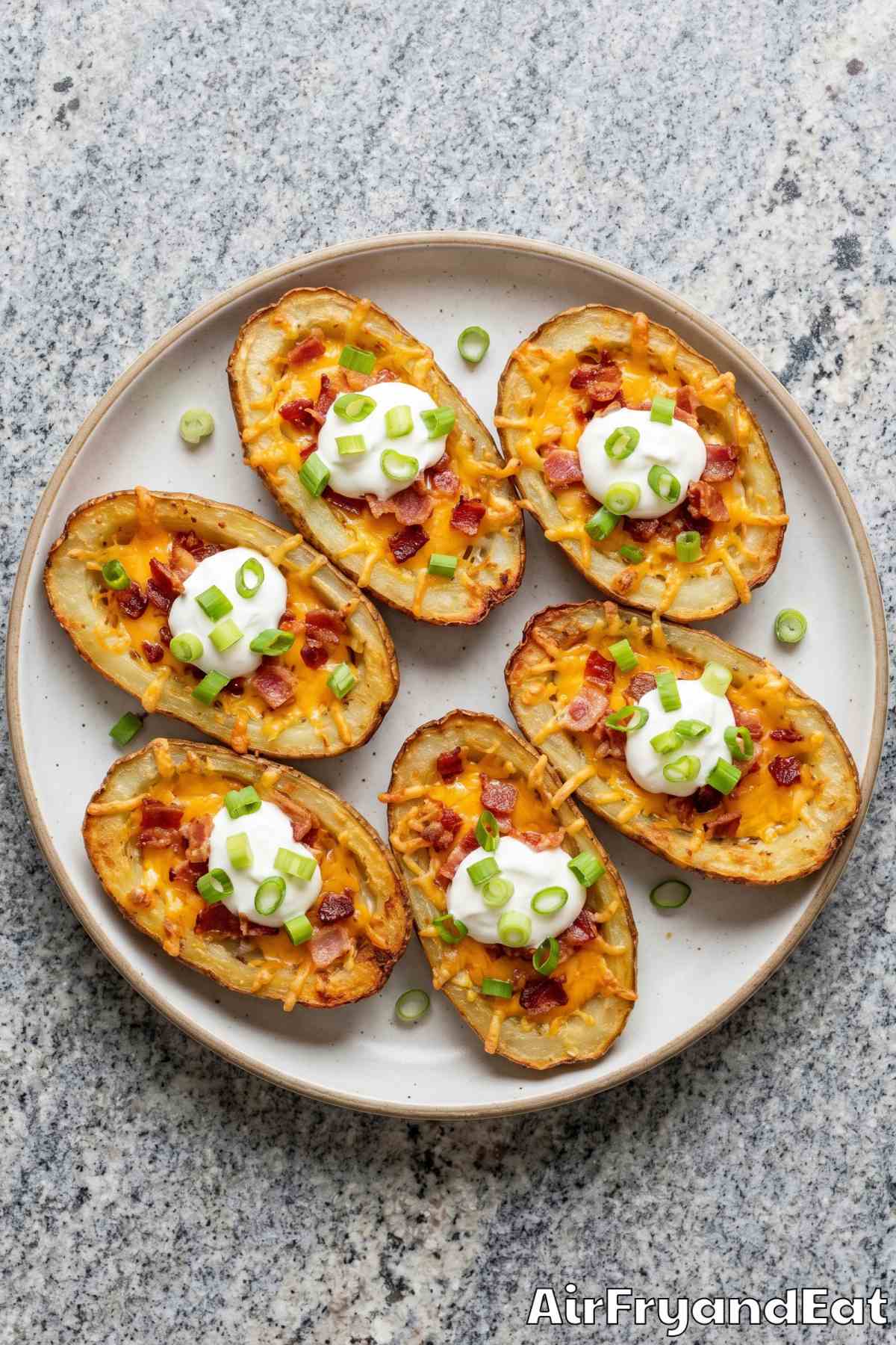 crispy air fryer loaded potato skins