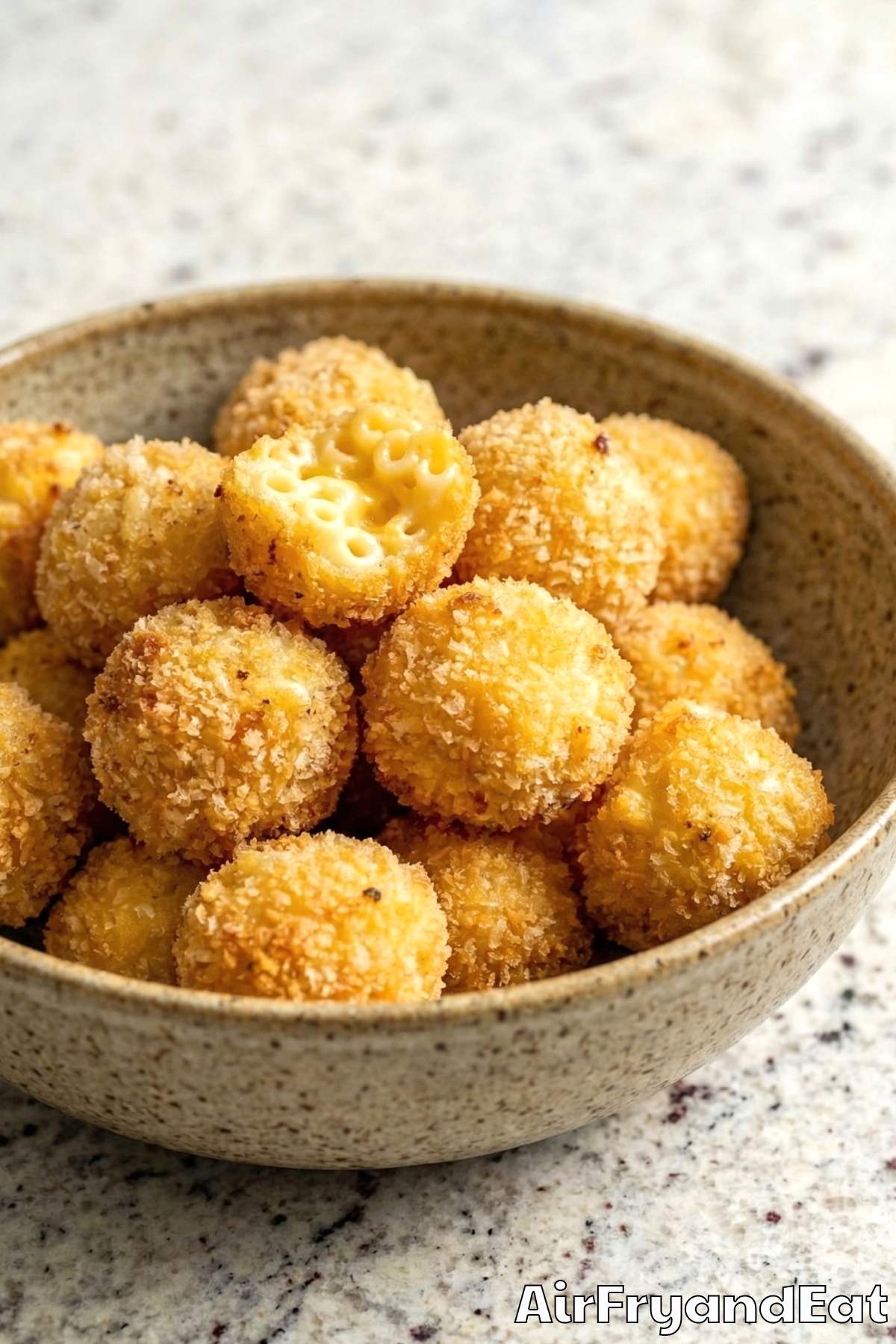Homemade air fryer mac and cheese bites