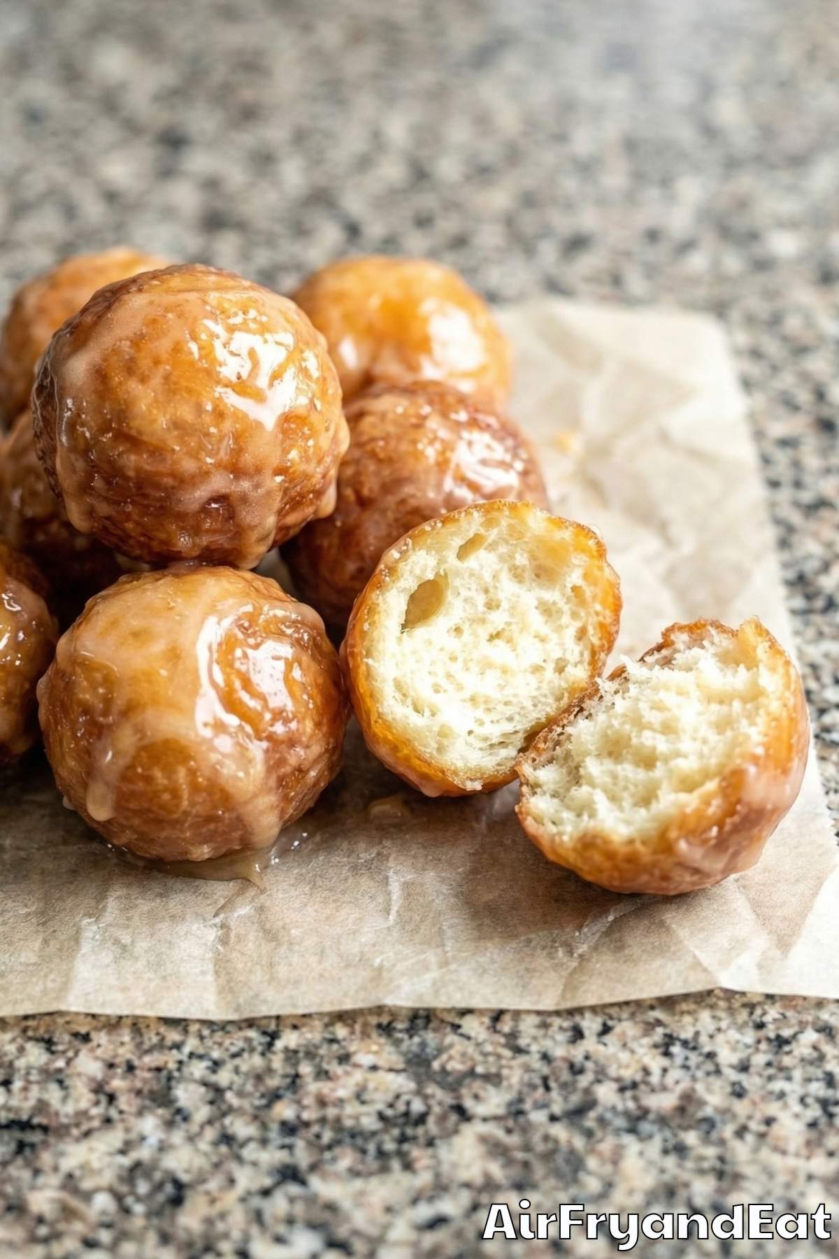 Crispy air fryer maple glazed donut holes