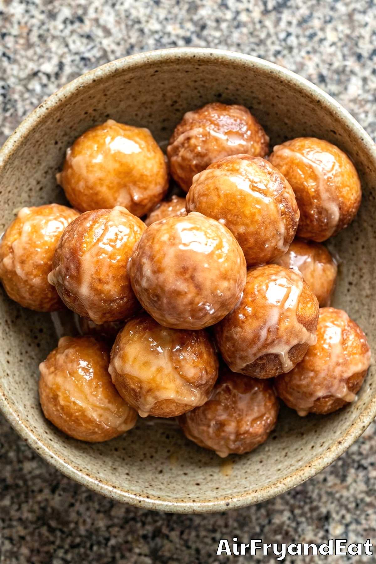 Fluffy air fryer maple glazed donut holes