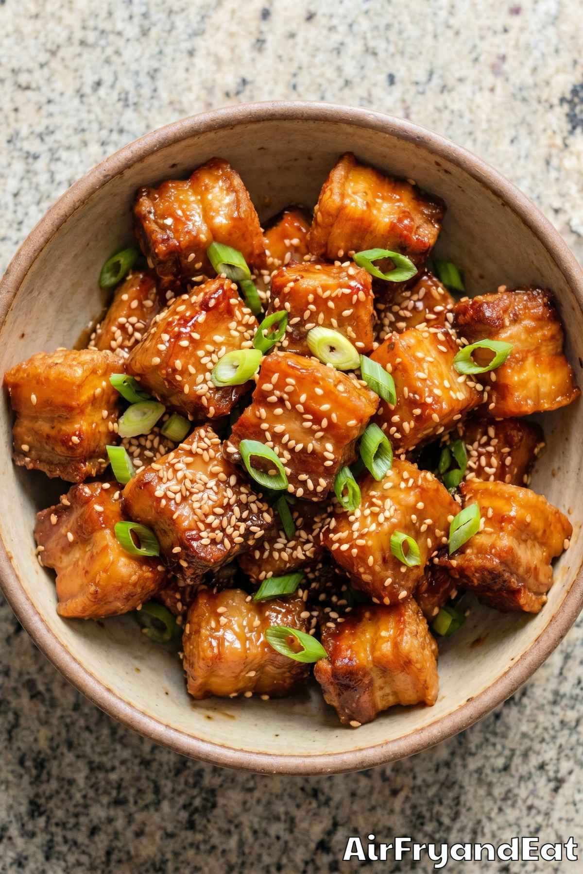 savory maple glazed pork belly pieces