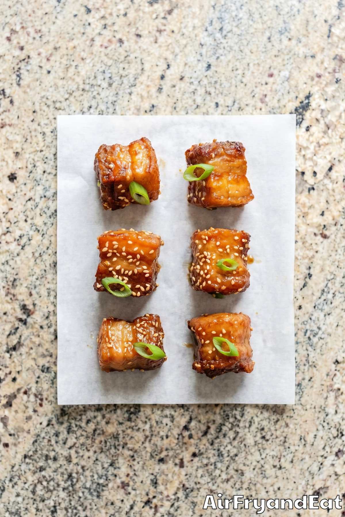 caramelized maple glazed pork belly bites