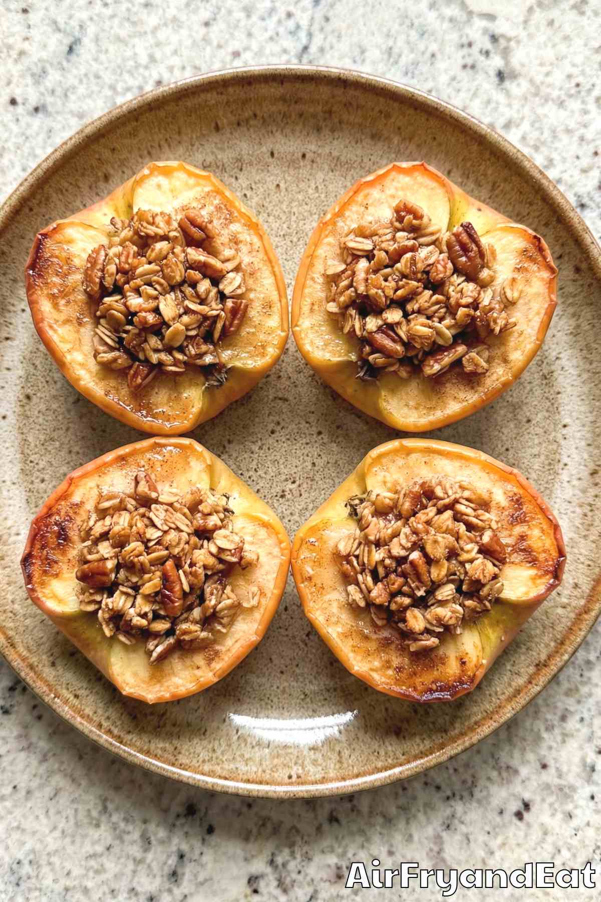 Warm air fryer maple pecan baked apples