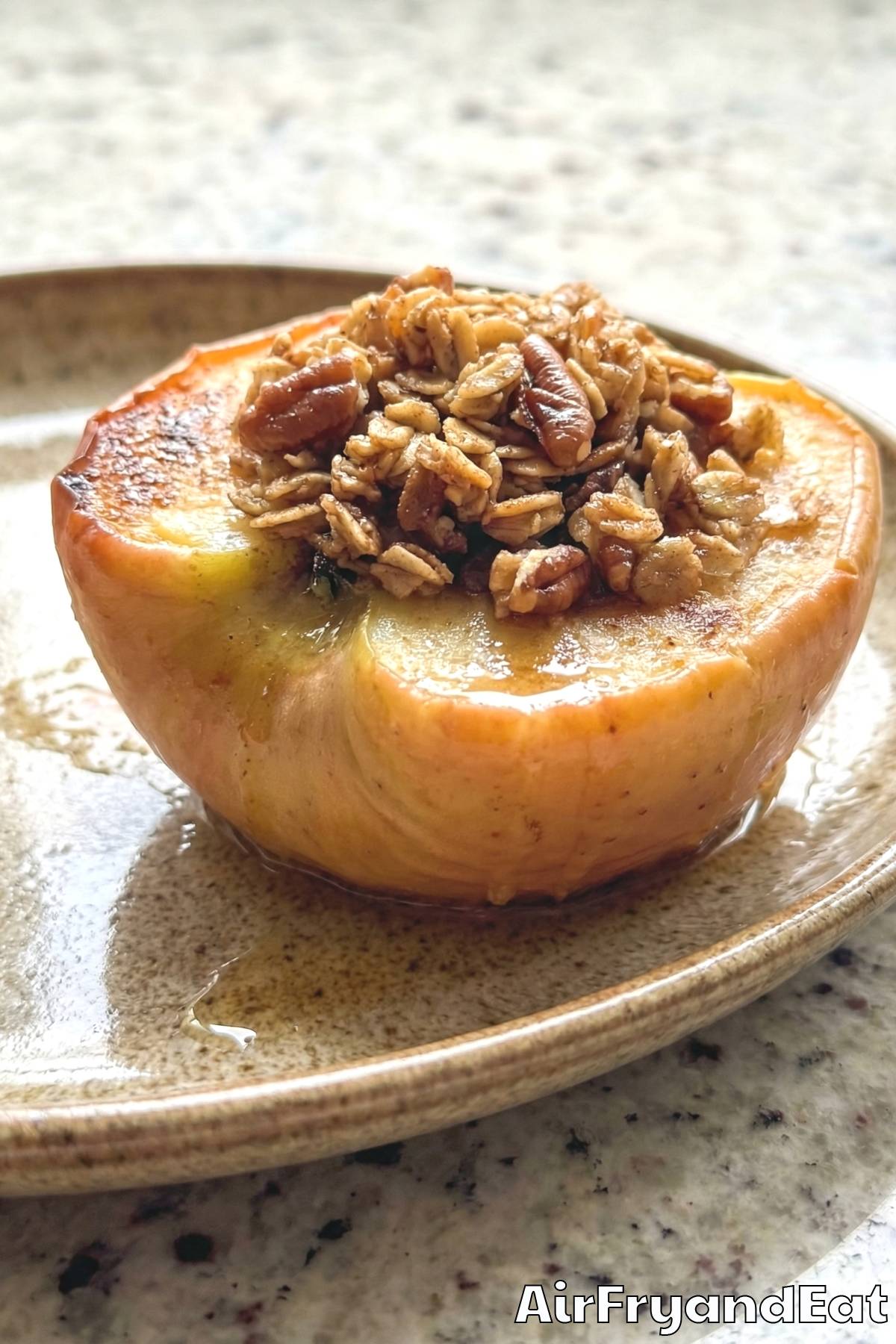 Decadent air fryer maple pecan baked apples