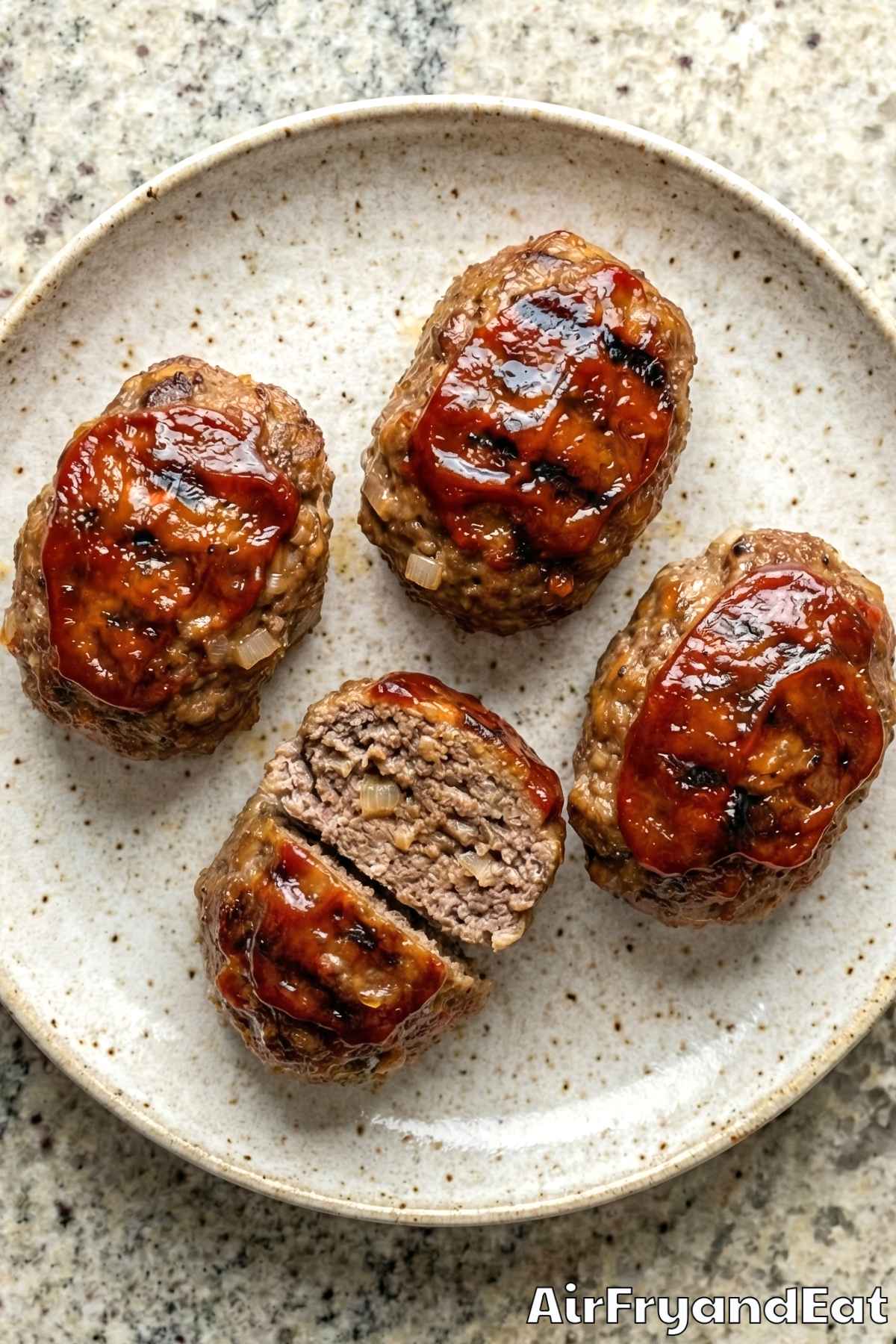 Savory air fryer meatloaf minis close up