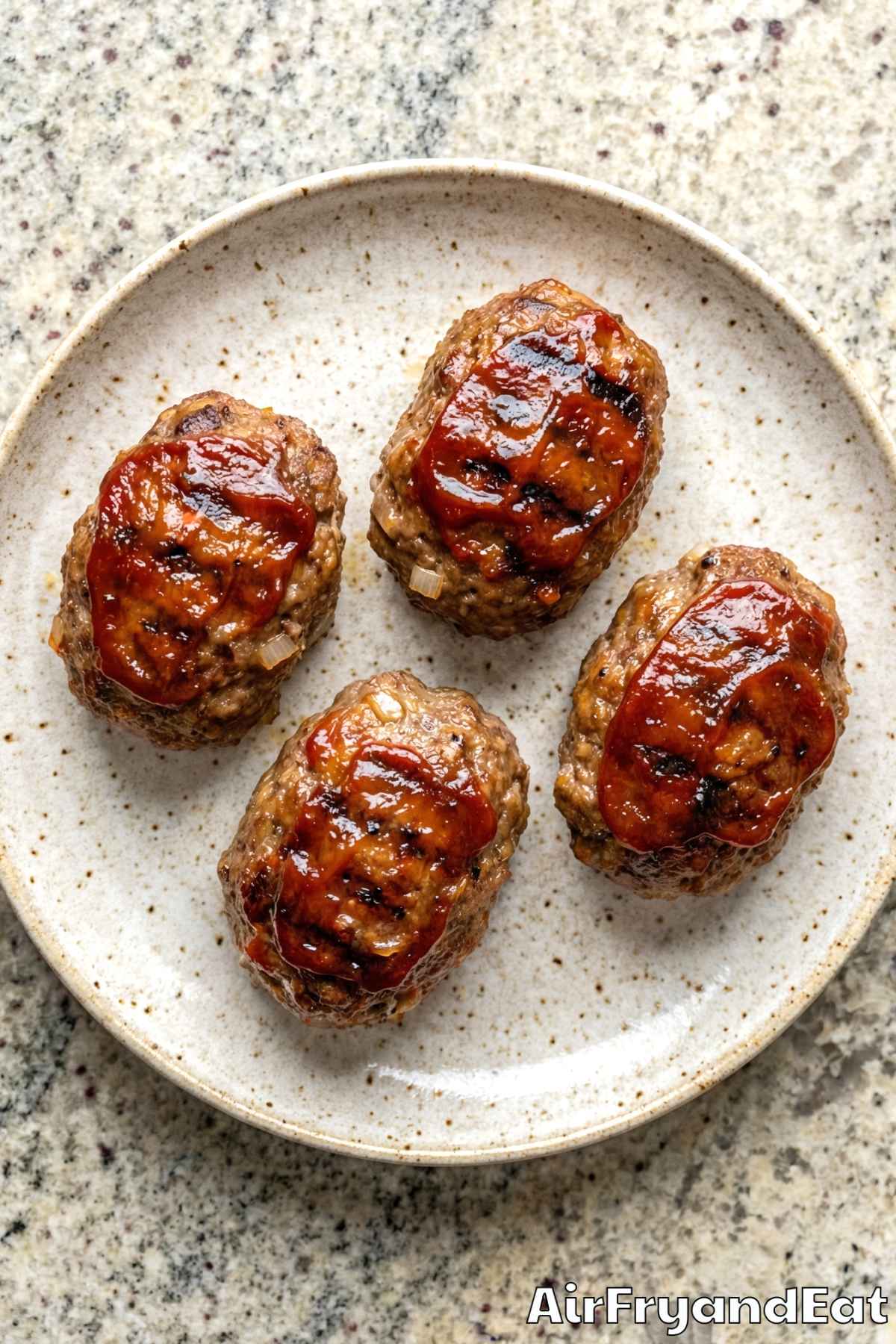 Glazed air fryer meatloaf minis freshly made