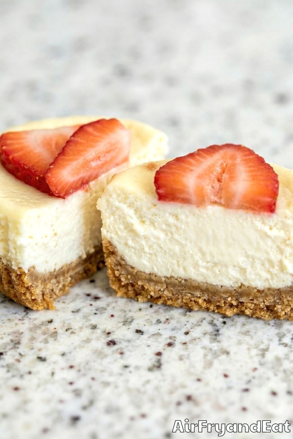 Velvety air fryer mini cheesecakes on a tray