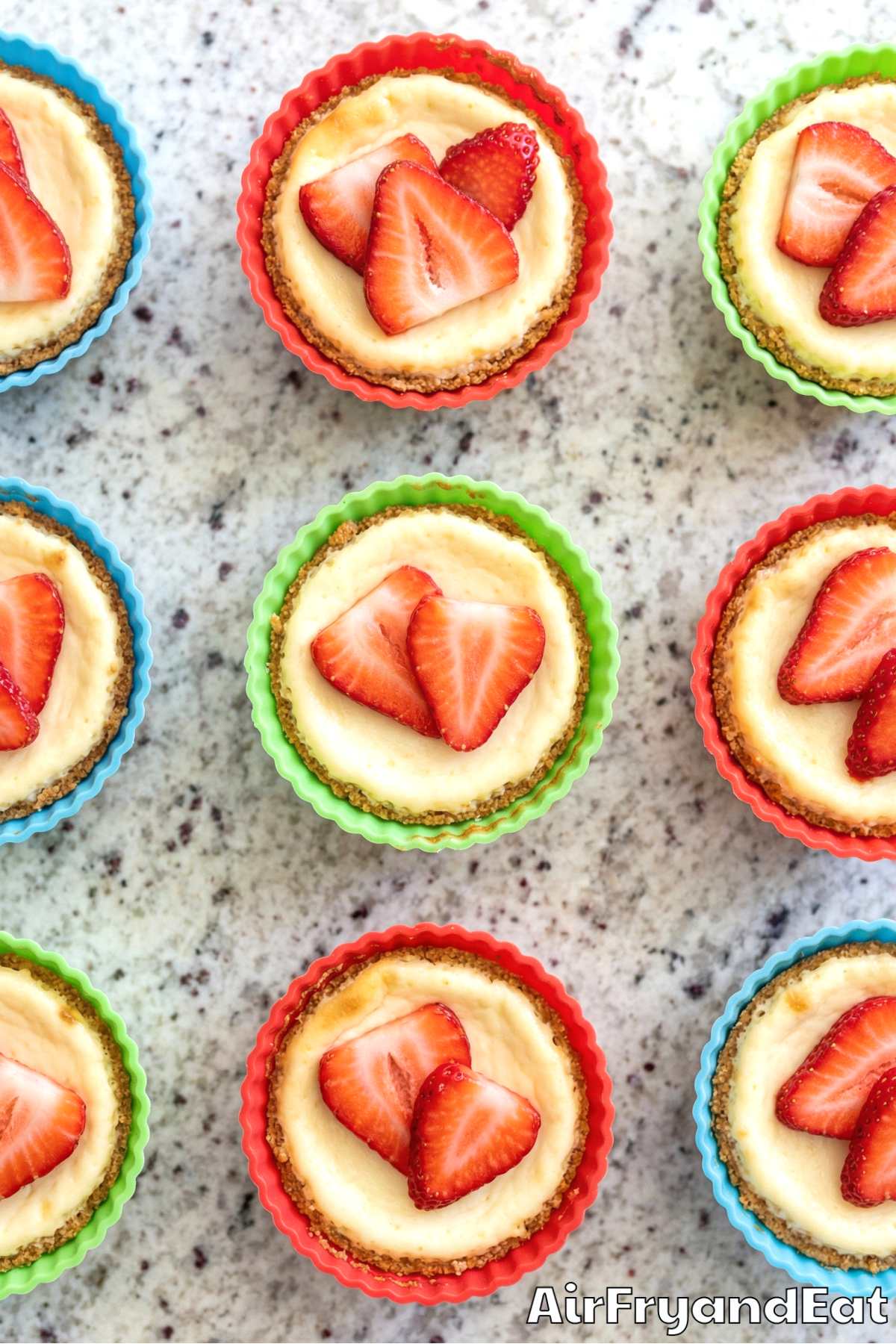 Decadent air fryer mini cheesecakes close-up