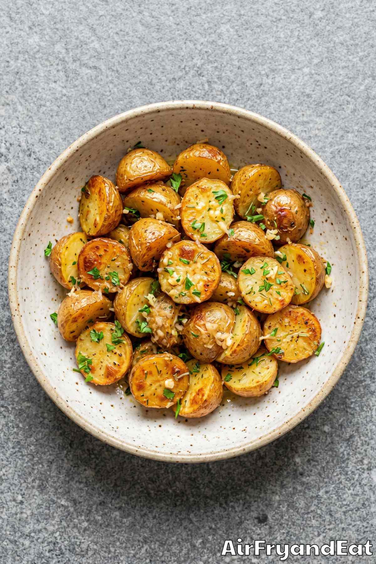 Tender air fryer mini potatoes with herbs