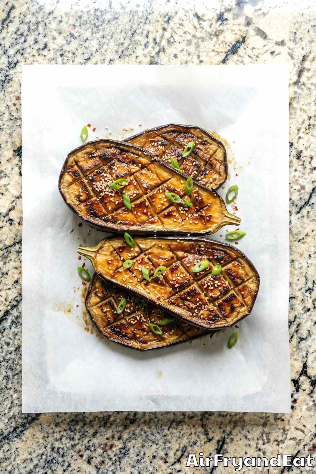 Irresistible air fryer miso glazed eggplant