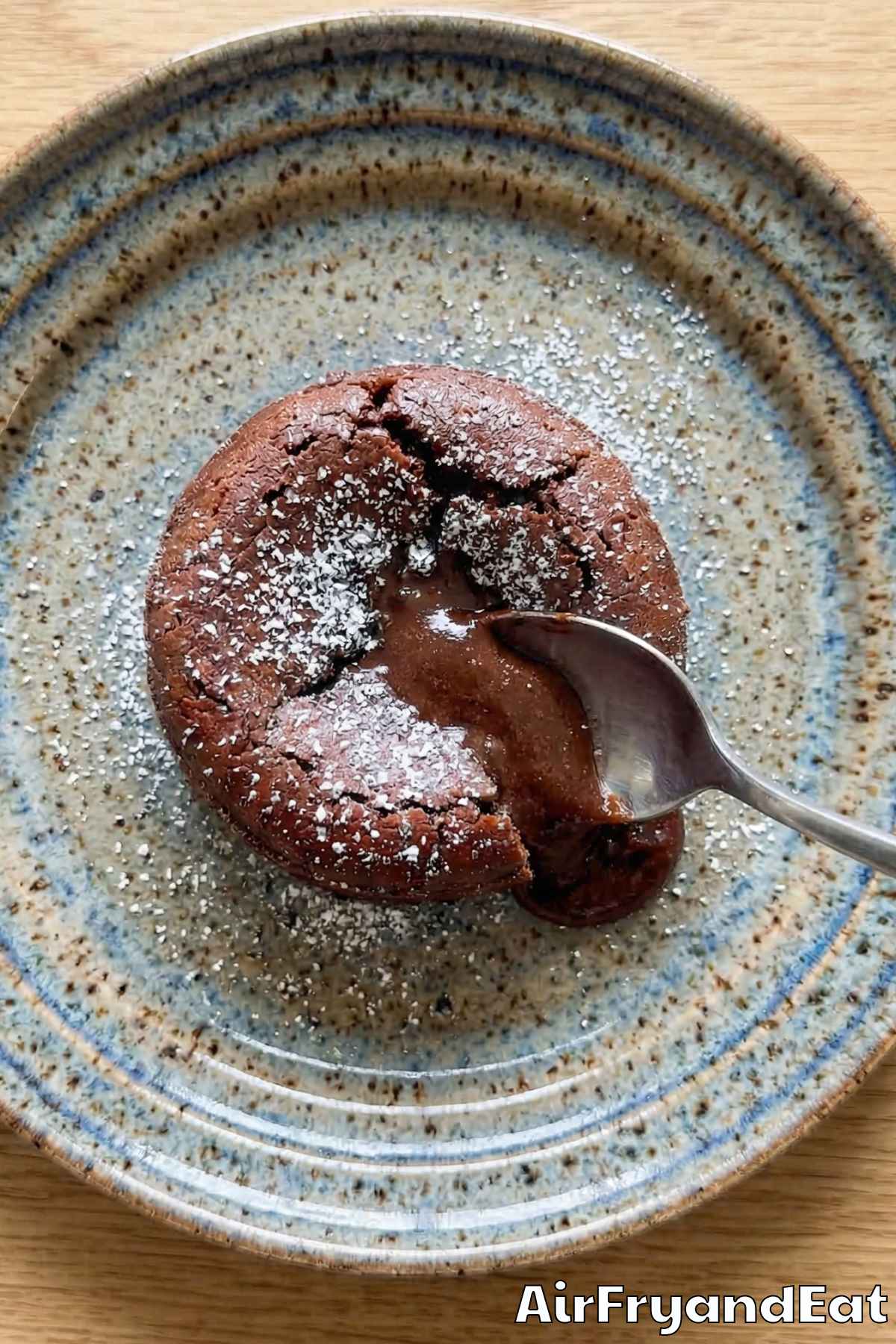 Easy air fryer molten chocolate lava cake